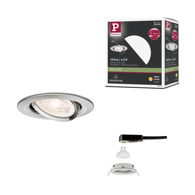 Paulmann Nova 92270 Einbauleuchte eisen schwenkbar 2700K warmweiß