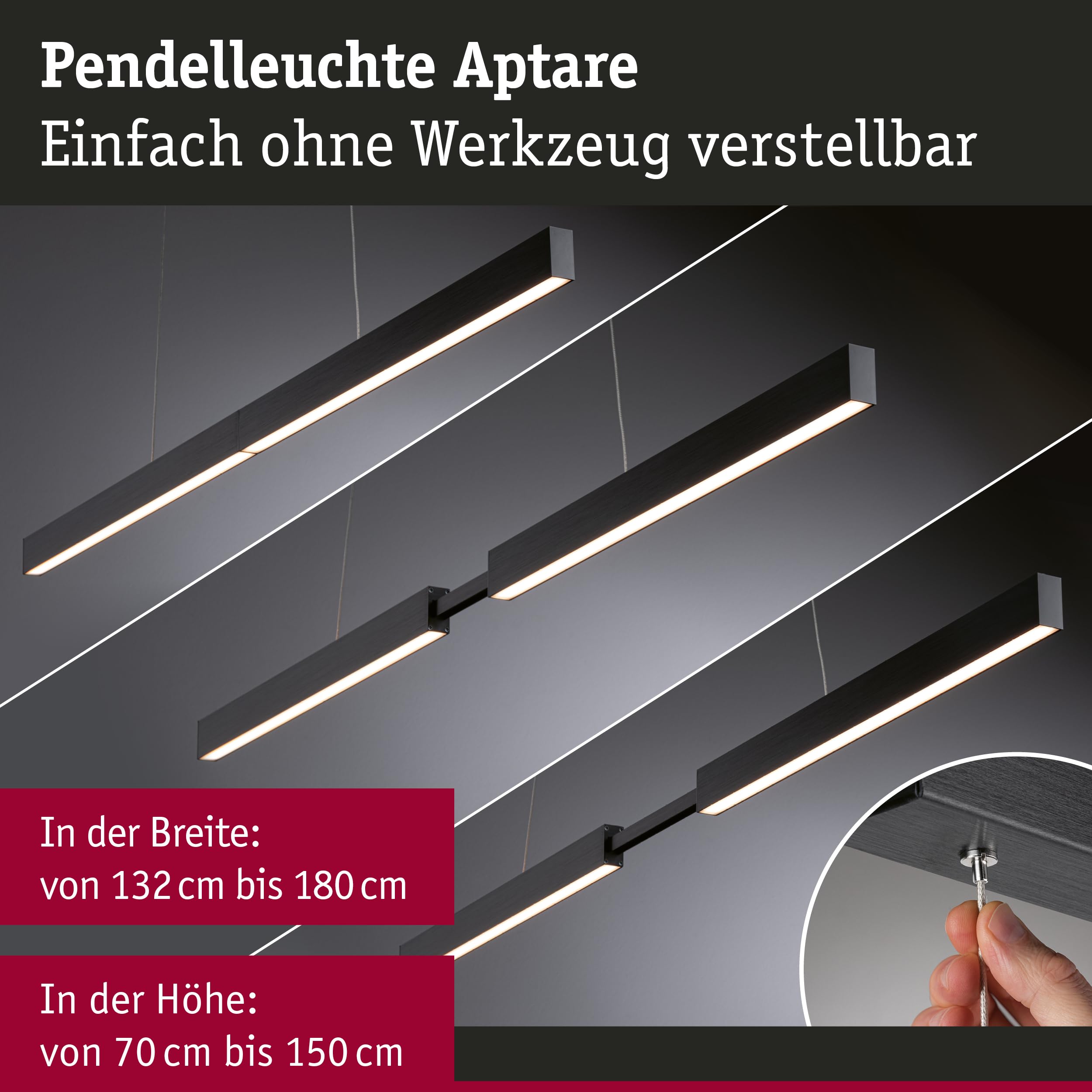 Paulmann Aptare 78024 Pendelleuchte Zigbee RGBW Schwarz 1920lm smart