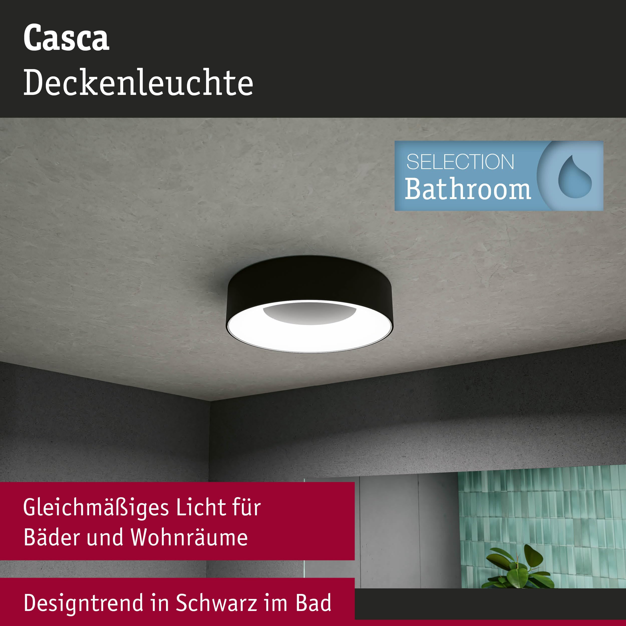 Paulmann 71096 Casca LED Deckenleuchte IP44 schwarz