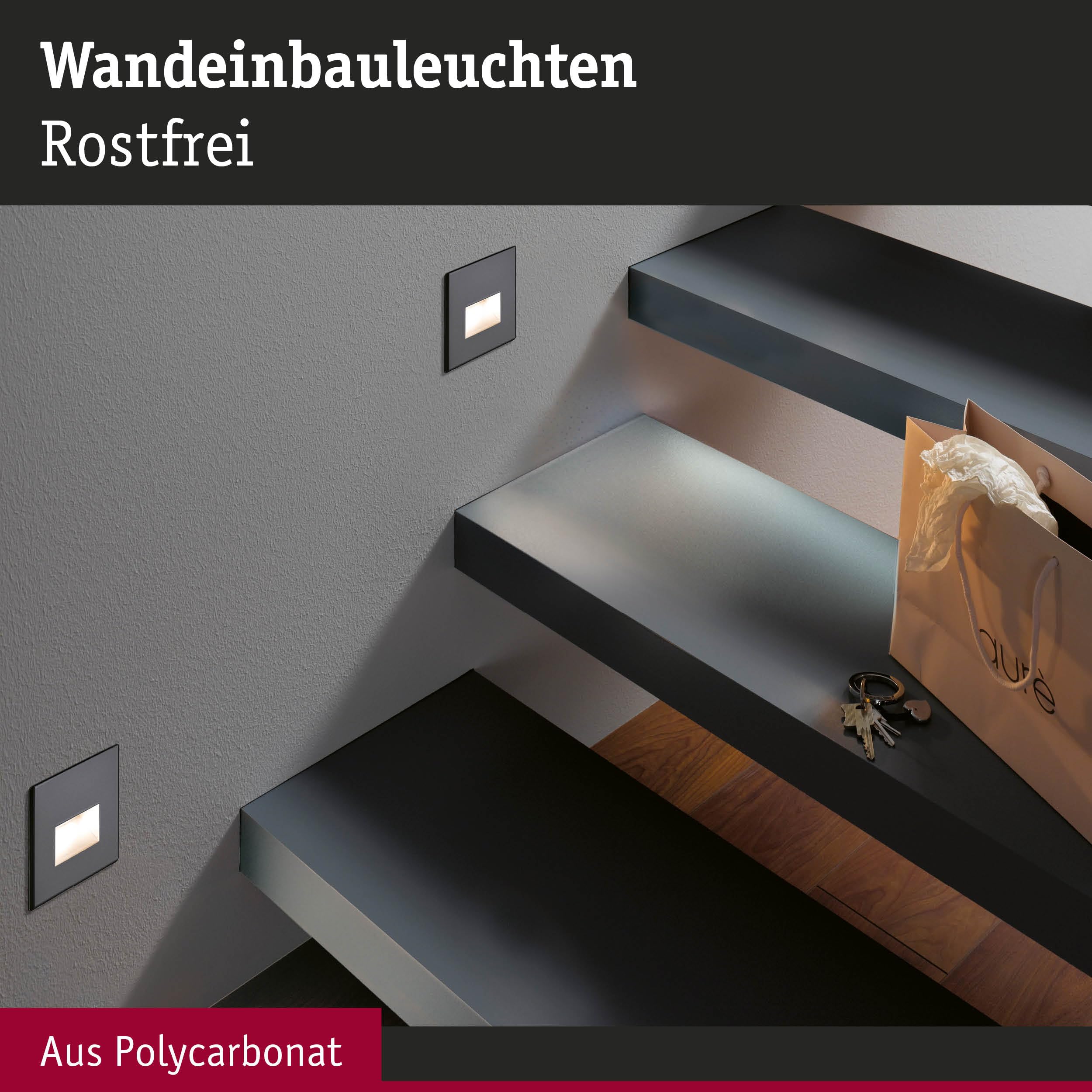 Paulmann Edge 5223 Wandeinbauleuchte eckig schwarz matt 3er-Set