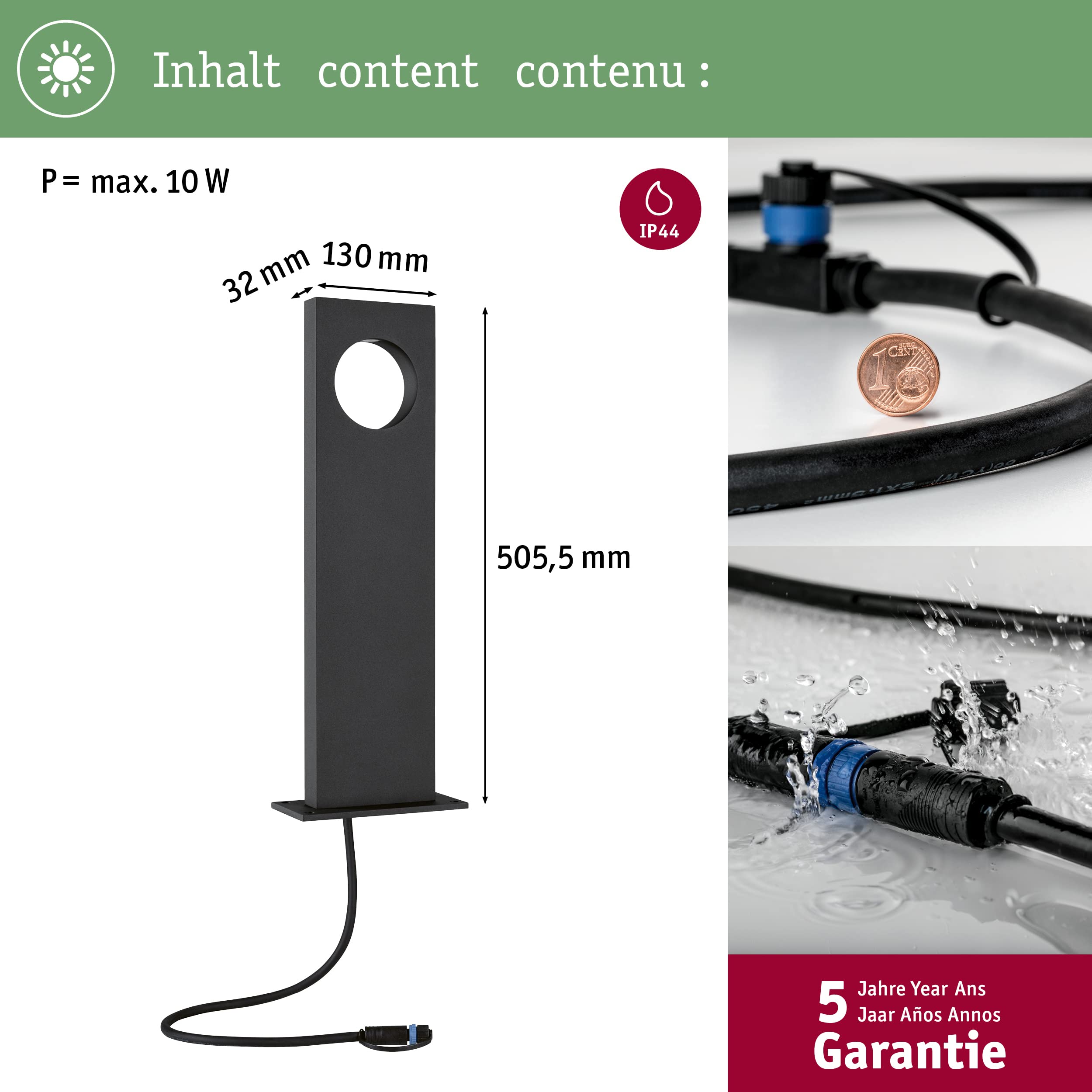 Paulmann Plug & Shine Pollerleuchte 7W 3000K IP65