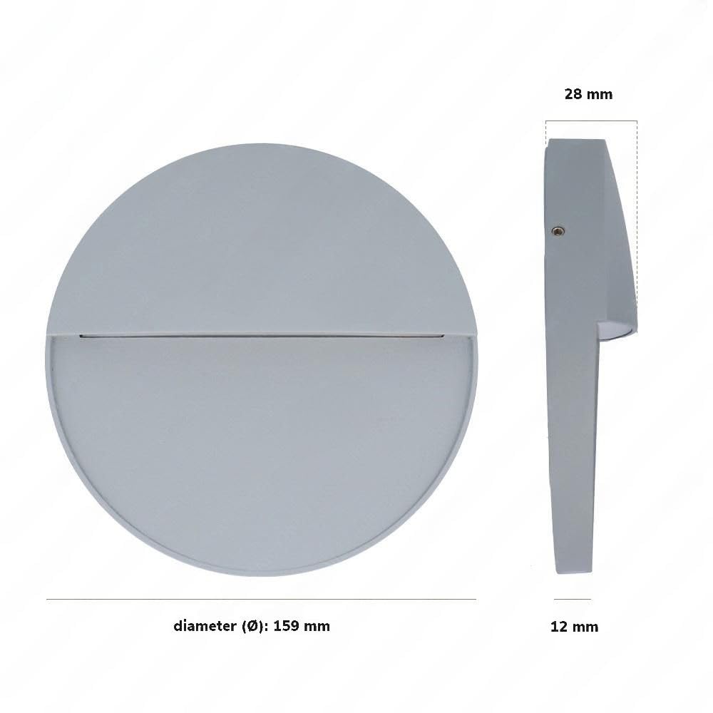 Hoftronic Wandleuchte Rund Grau 3000K IP54