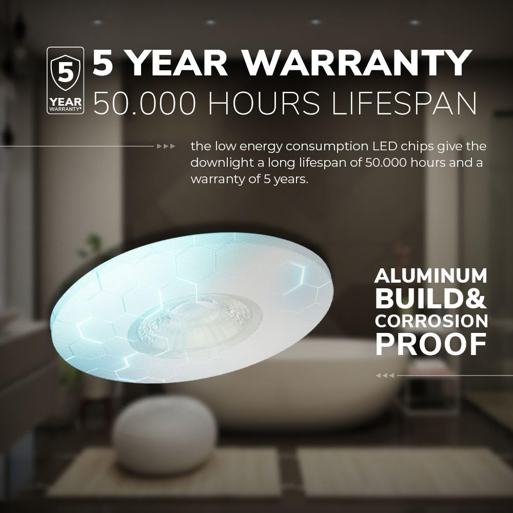 Hoftronic Pavo LED Einbaustrahler flach 2700K warmweiß IP44