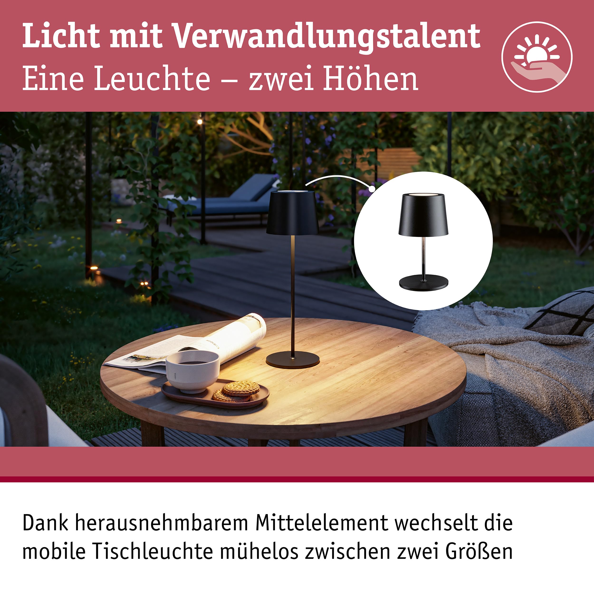 Paulmann Gilo 76996 Akkutischleuchte schwarz matt dimmbar