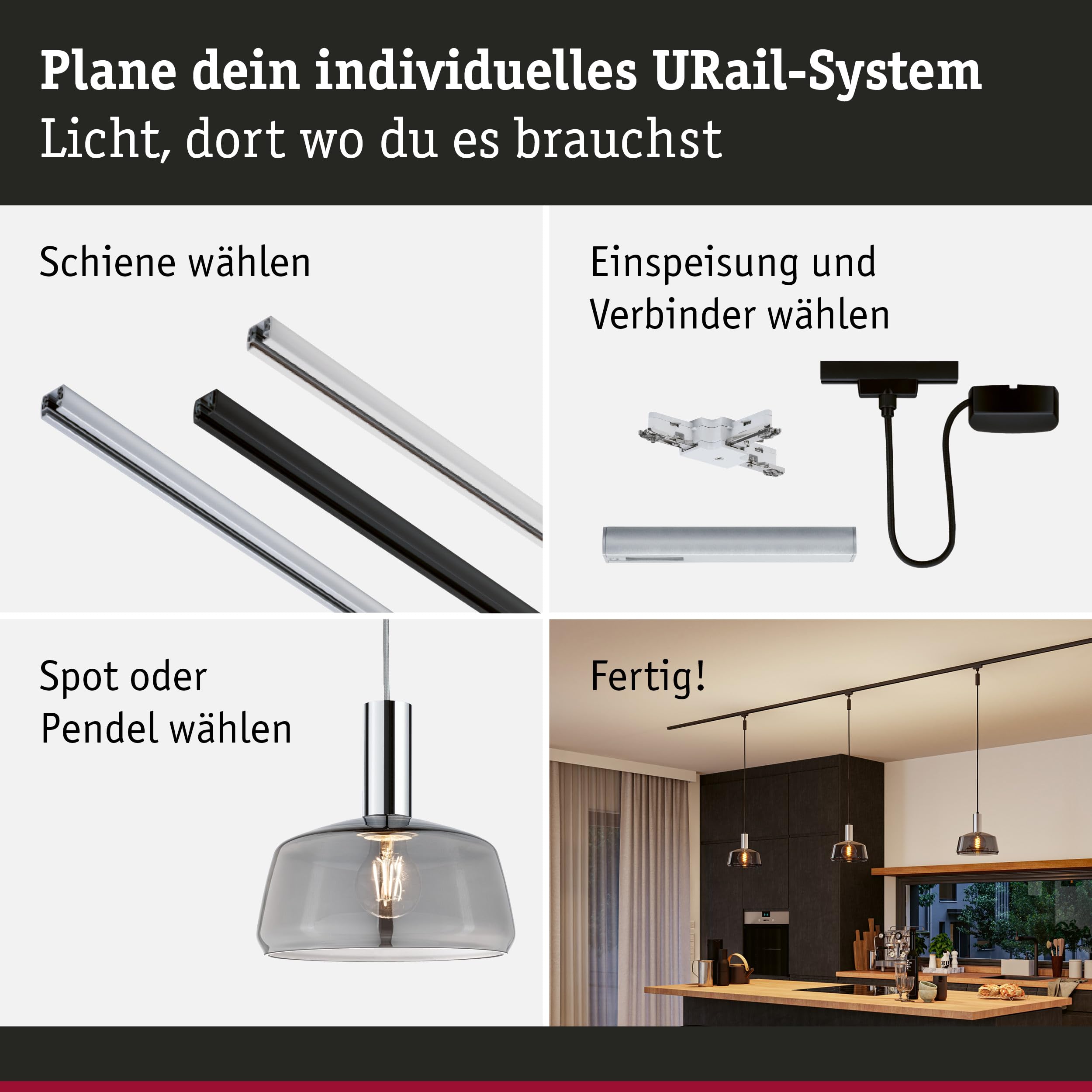 Paulmann URail Neila 95605 Lampenschirm Rauchglas 230 mm