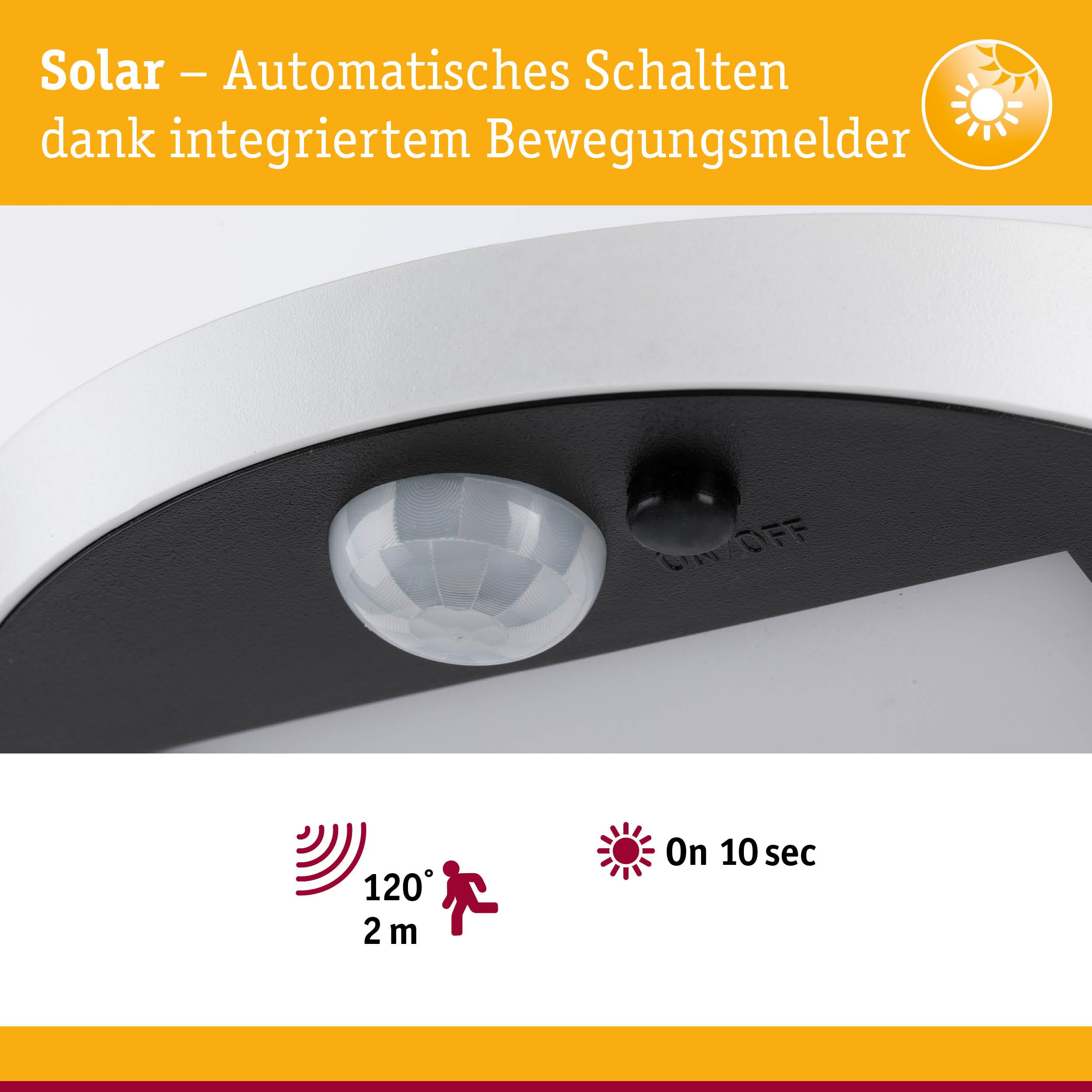 Paulmann Ryse 94247 Solar-Wandleuchte weiß Bewegungsmelder