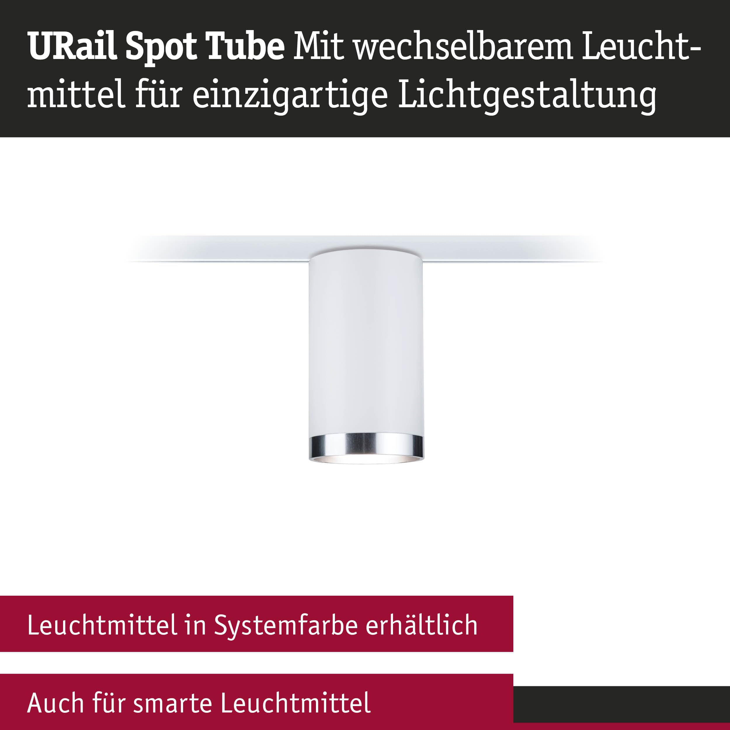Paulmann URail 94883 Tube Schienenspot GU10 signalweiß
