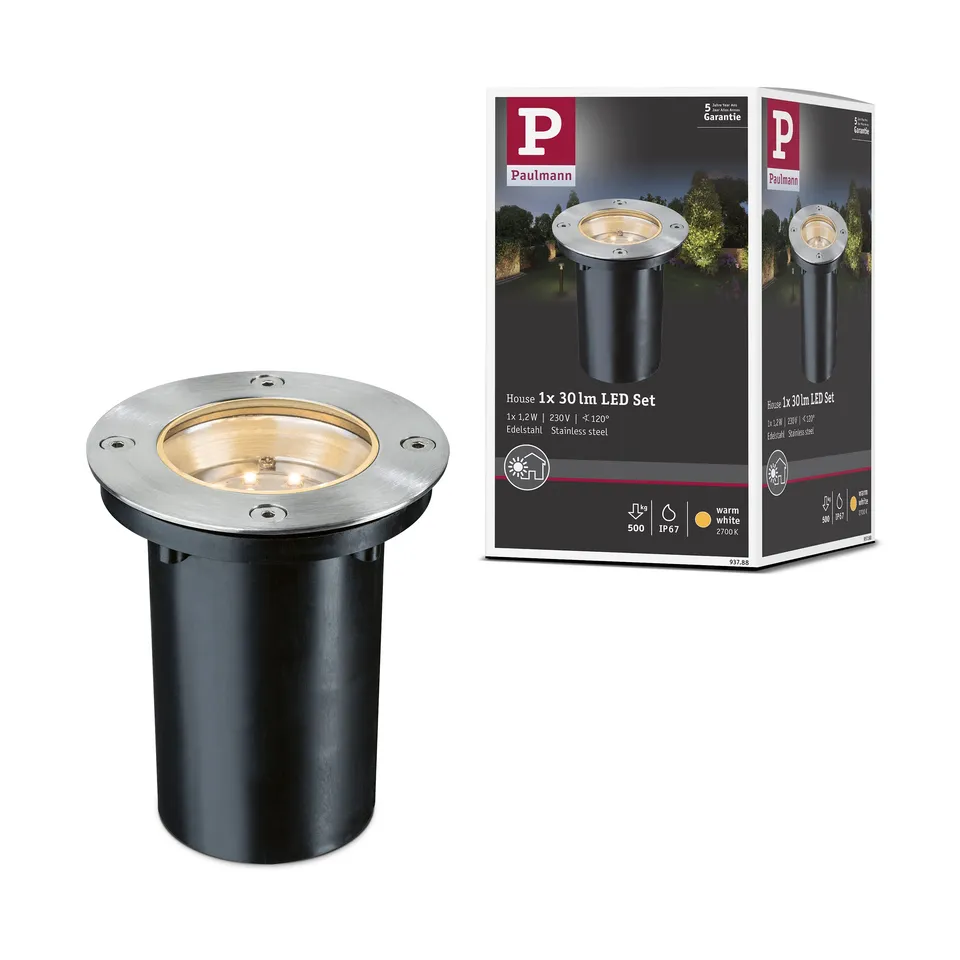 Paulmann 93788 Bodenspot Edelstahl warmweiß IP67