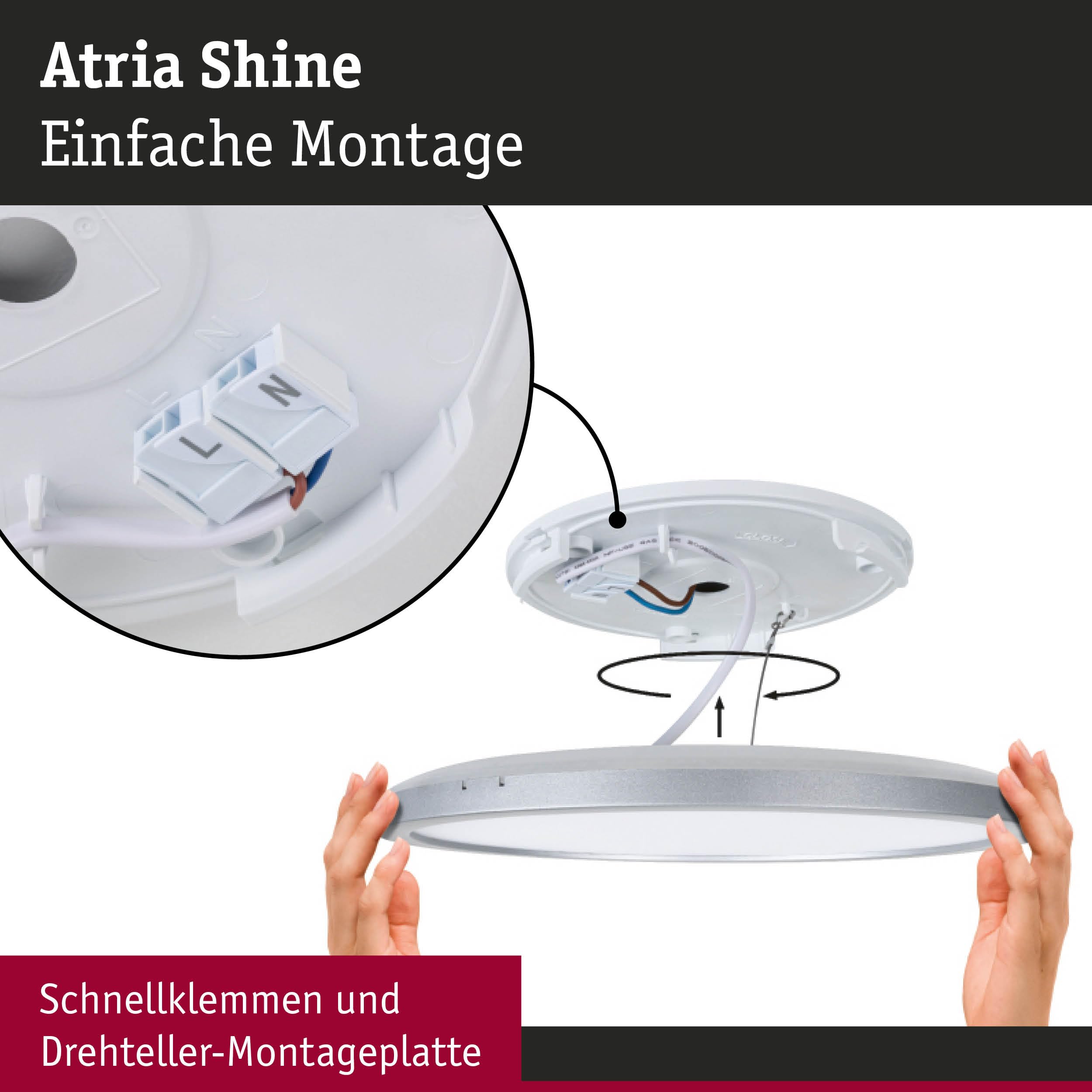 Paulmann Atria Shine 71153 LED Panel rund 293mm weiß warmweiß
