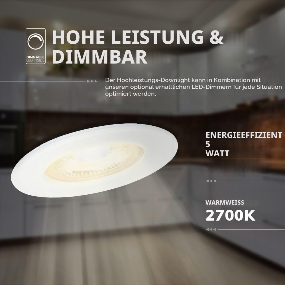 Hoftronic Nola LED-Einbaustrahler weiß 3er-Set IP65