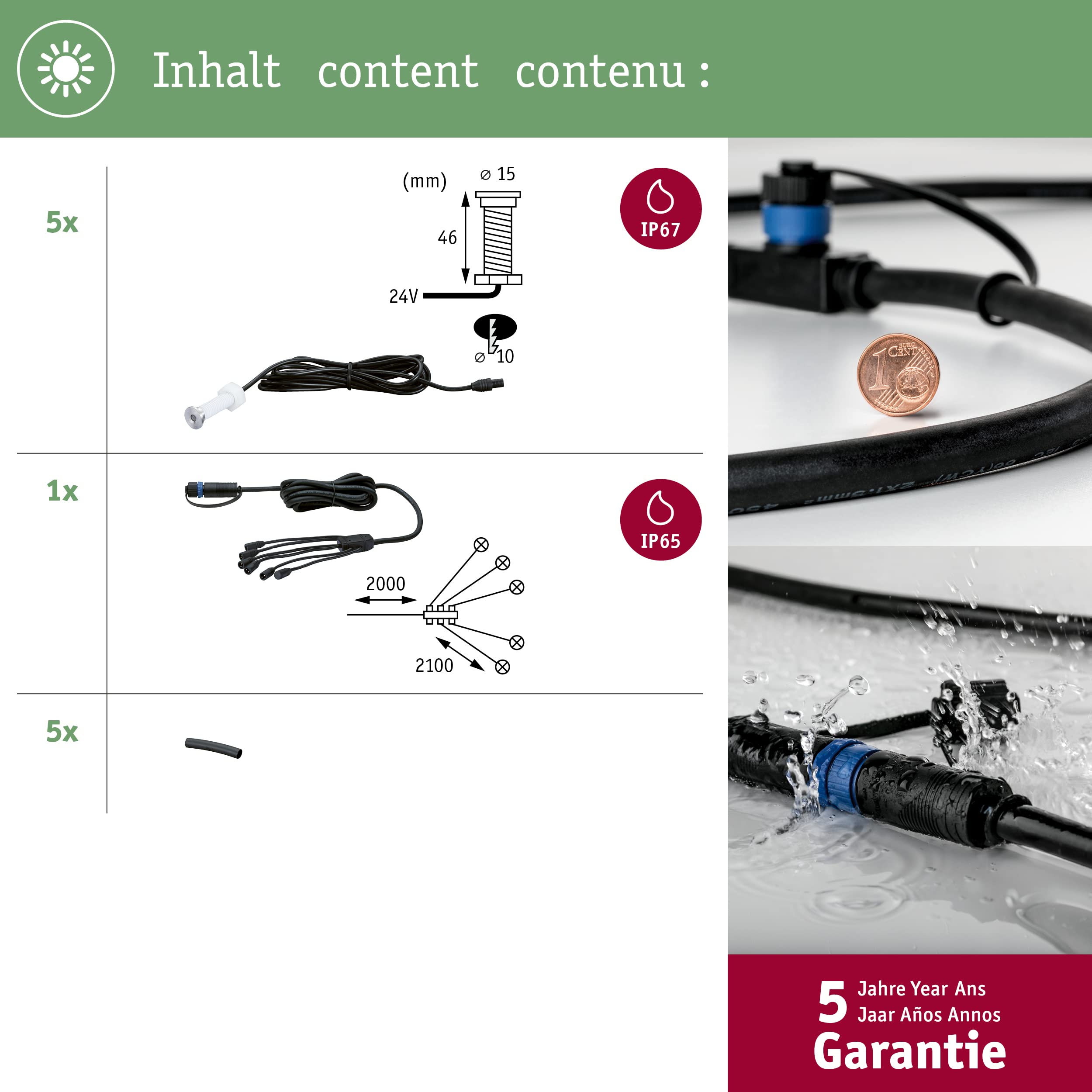 Paulmann Plug & Shine MicroPen II 93694 Einbauleuchte 5er Edelstahl