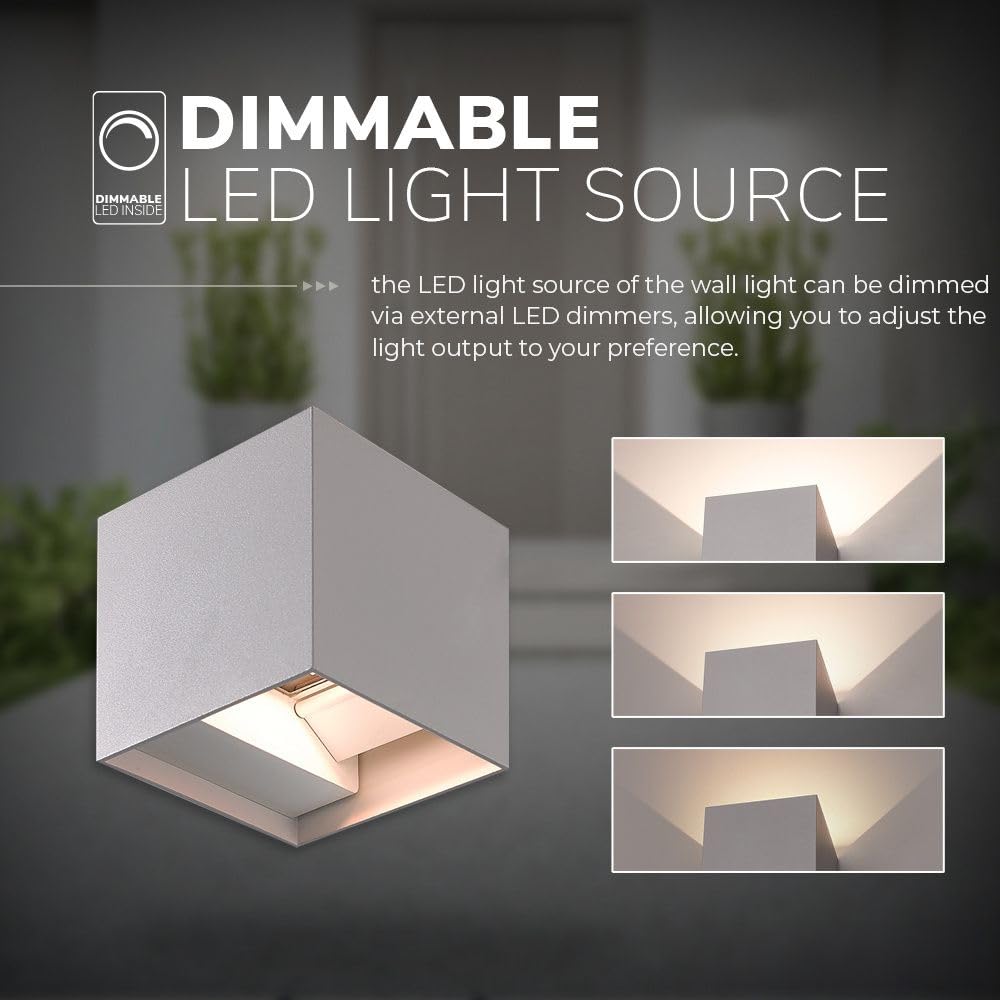Hoftronic Cube Wandleuchte LED Weiß IP54 dimmbar