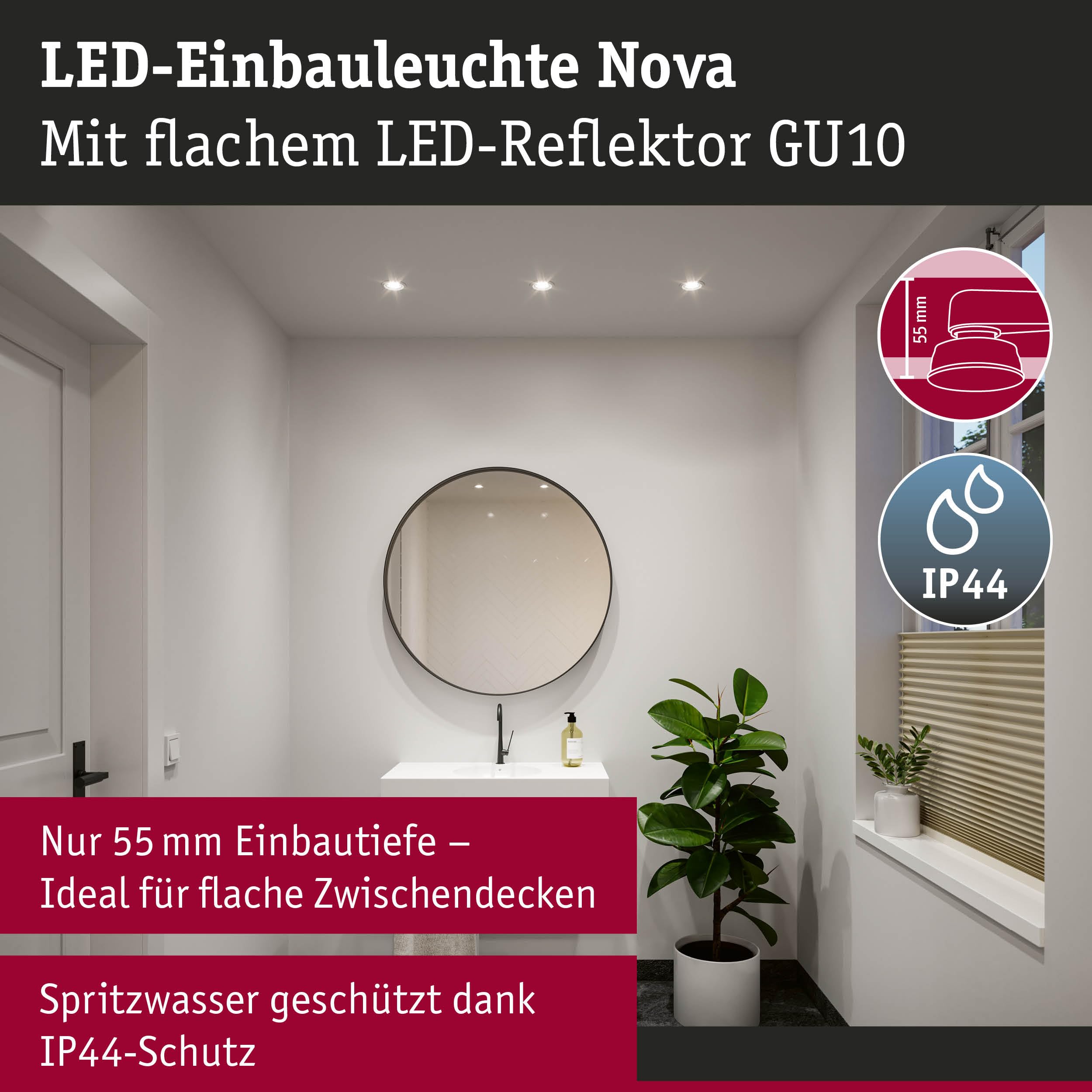 Paulmann Nova 92312 Einbauleuchte weiß starr 4000K neutralweiß