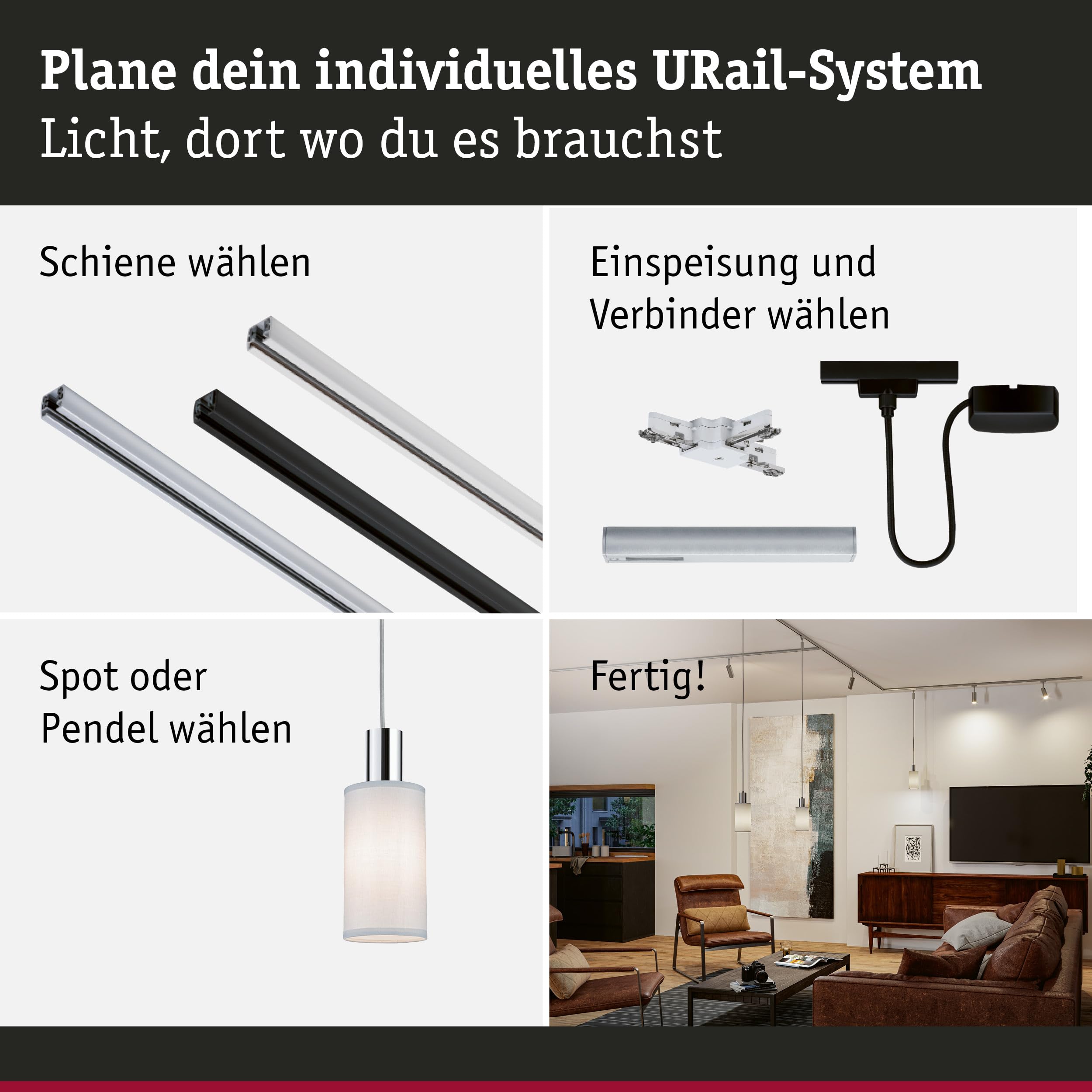 Paulmann URail Valerio 2Easy Lampenschirm Grau 100mm