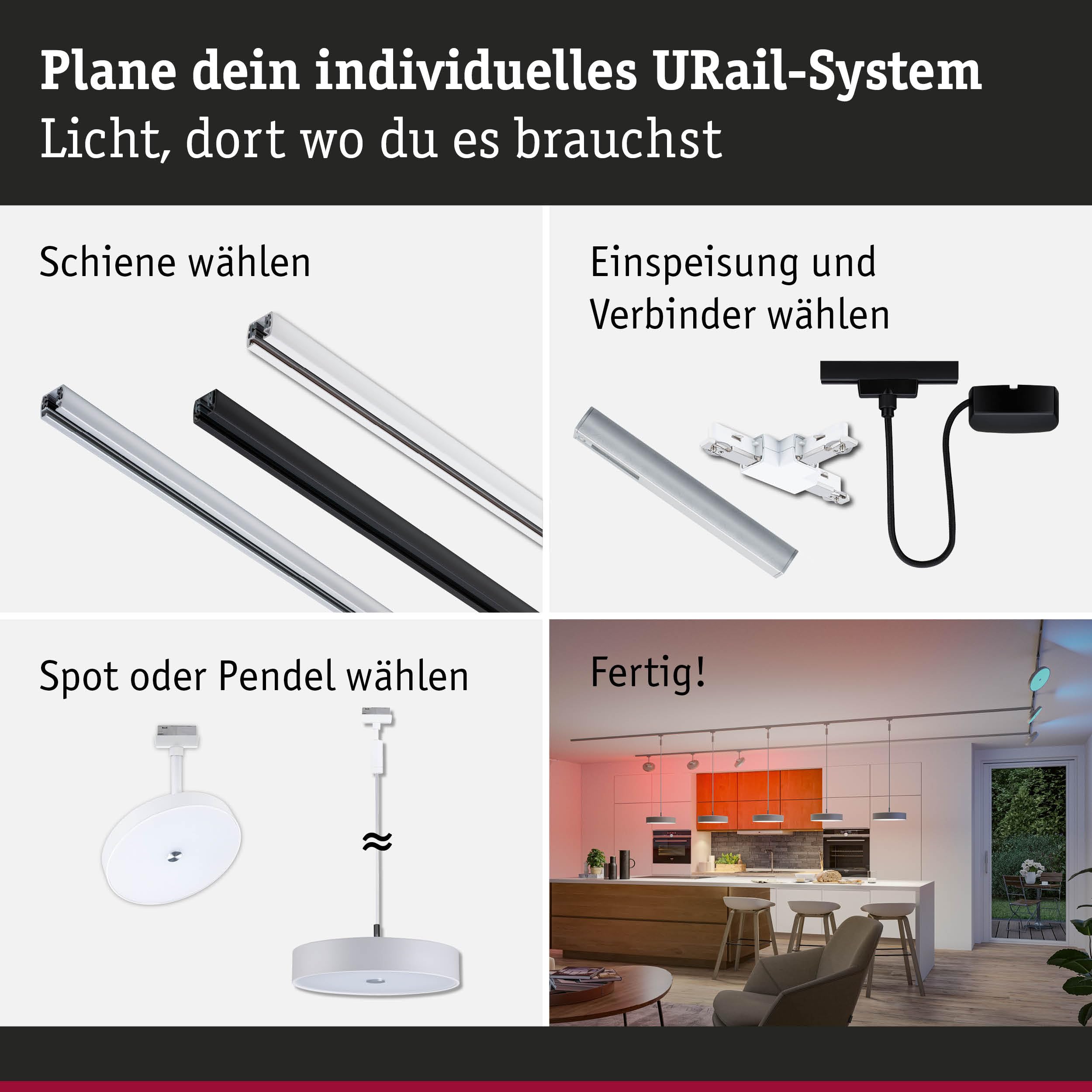 Paulmann URail 95680 Hildor Pendel Signalweiß RGBW