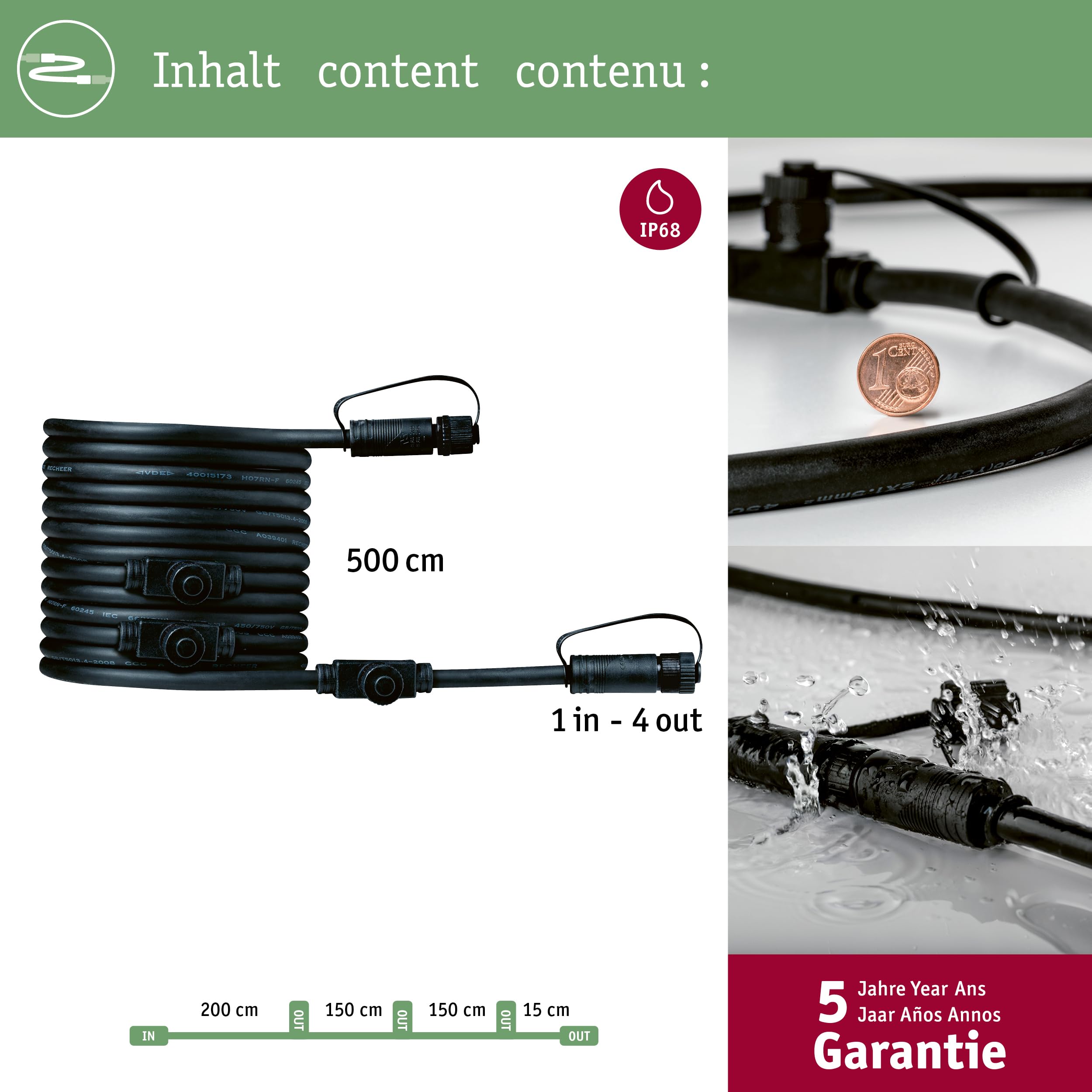 Paulmann Plug & Shine 94596 Kabel 5m IP68 Schwarz