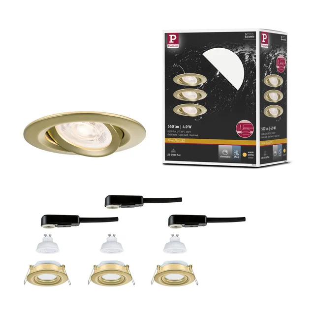 Paulmann Nova Plus GU10 Flat 92419 Einbauleuchte 3er-Set gold