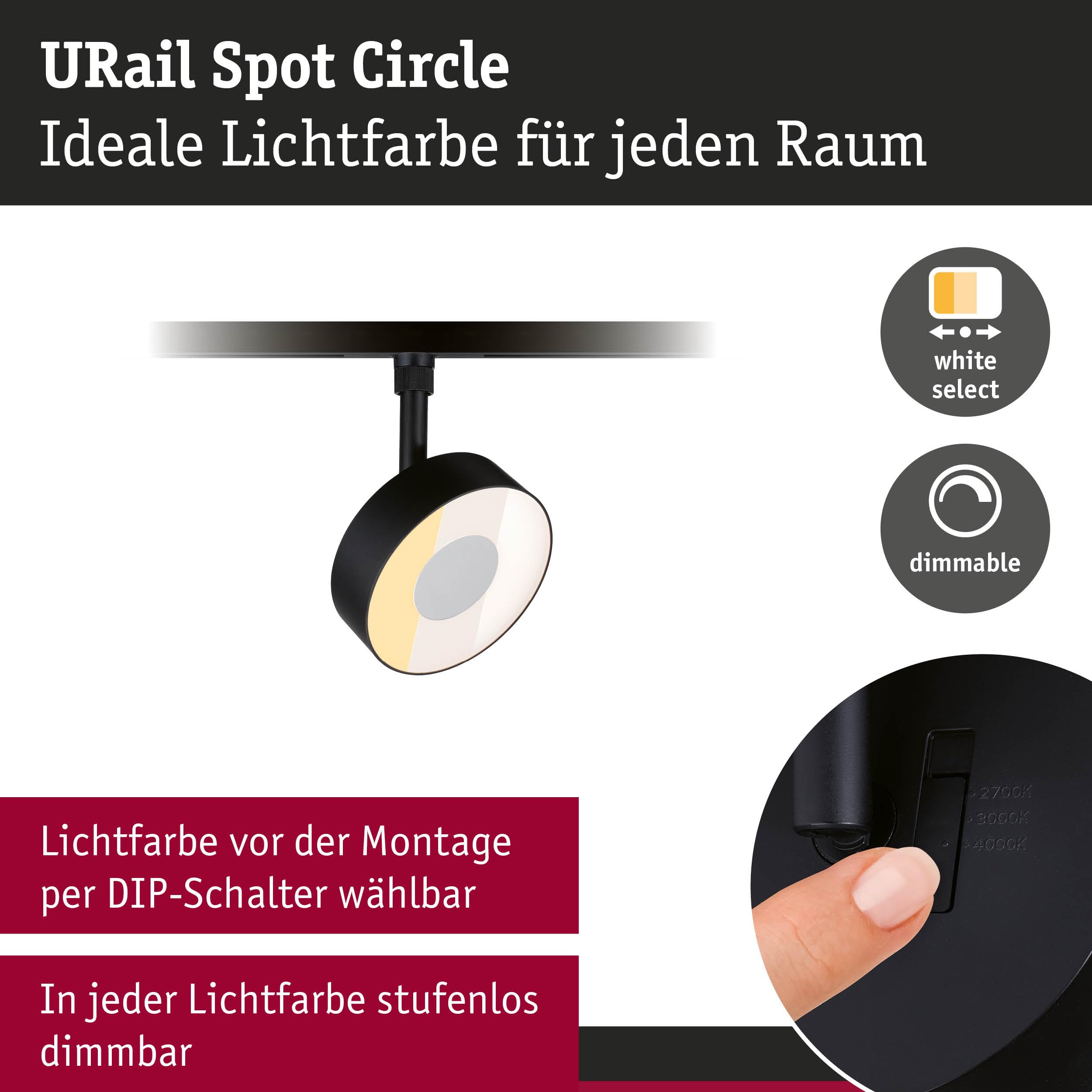 Paulmann URail Circle Schienenspot 5W schwarz matt