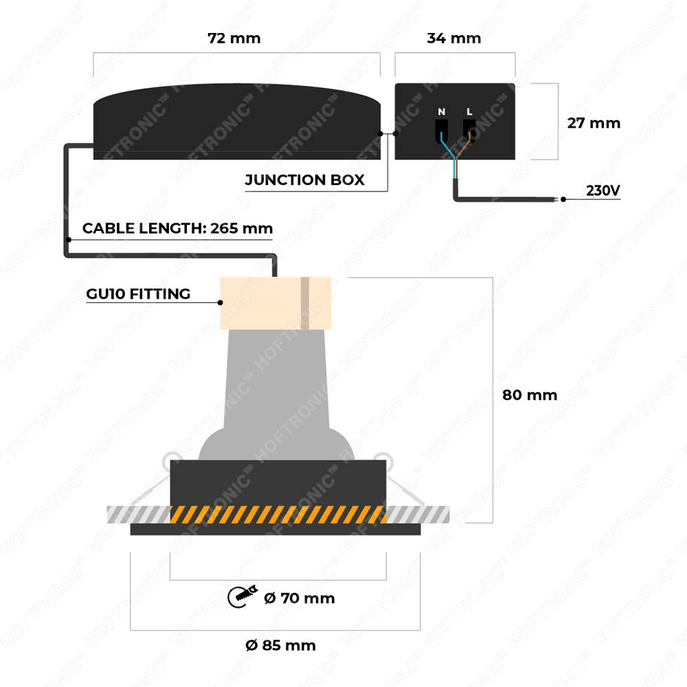Hoftronic LED Einbaustrahler Edelstahl 6er 6000K IP64