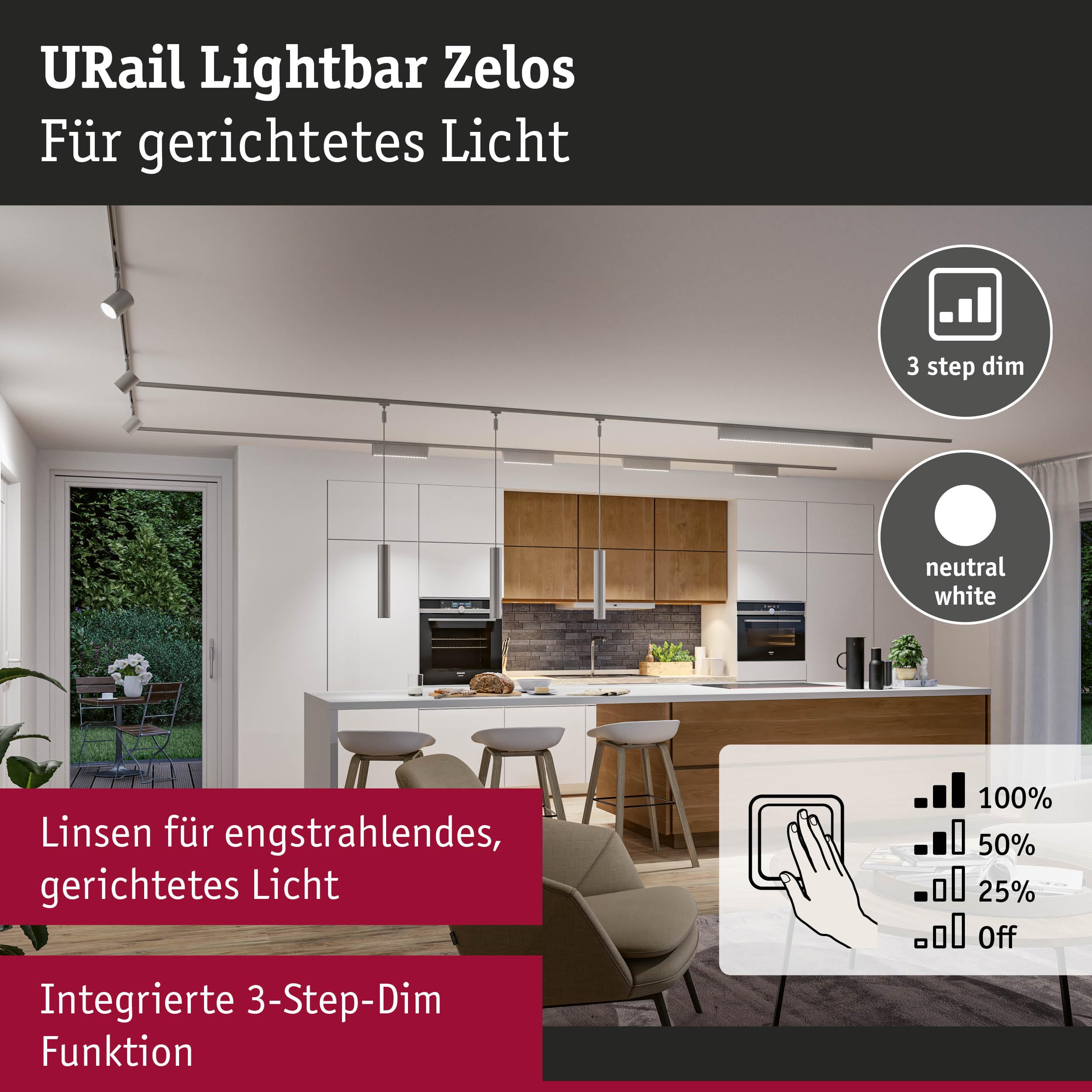 Paulmann URail Zelos 95718 Lightbar Chrom 4000K