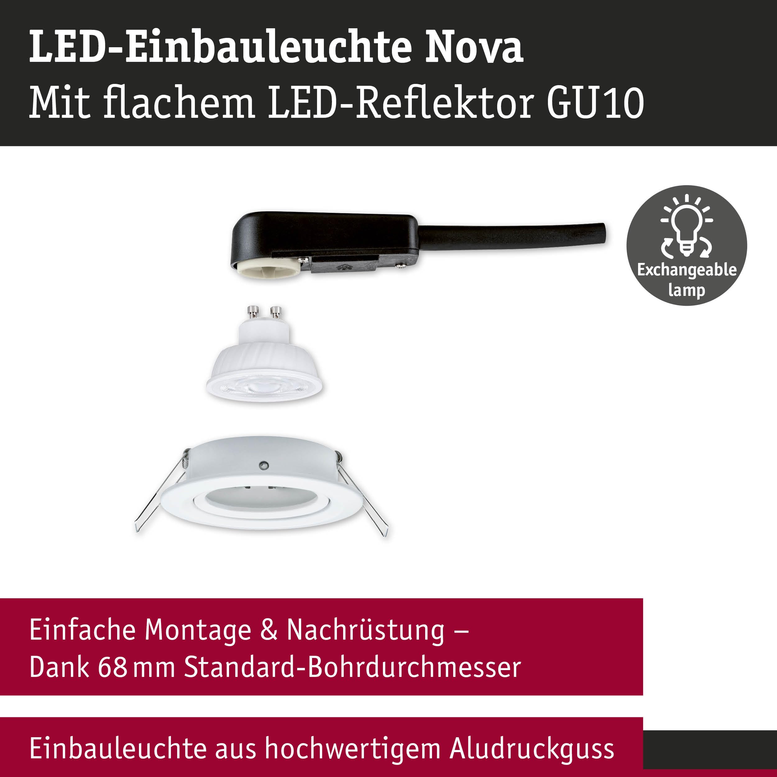 Paulmann Nova 92269 Einbauleuchte weiß schwenkbar 2700K warmweiß