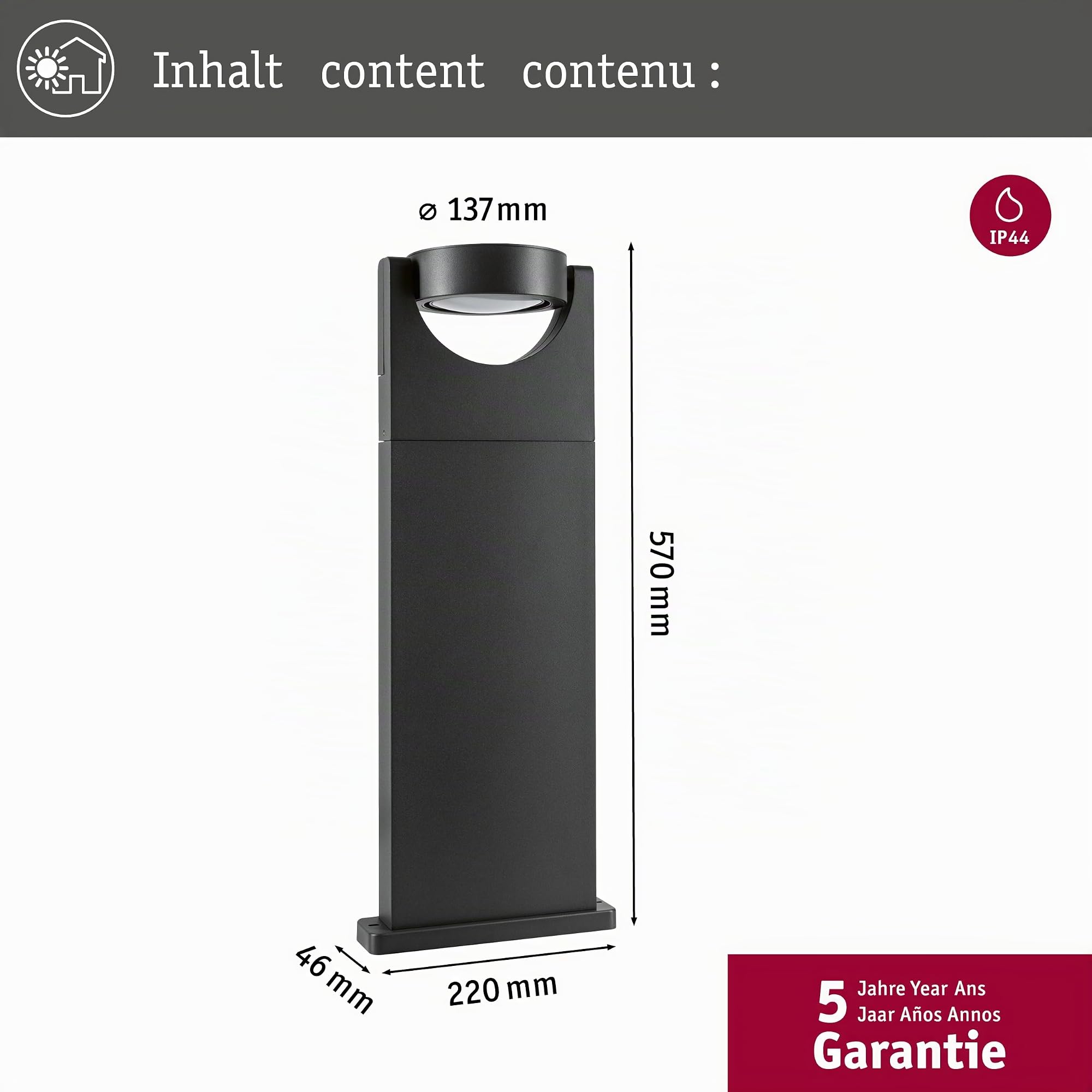 Paulmann Swivea Pollerleuchte Anthrazit 460lm IP44
