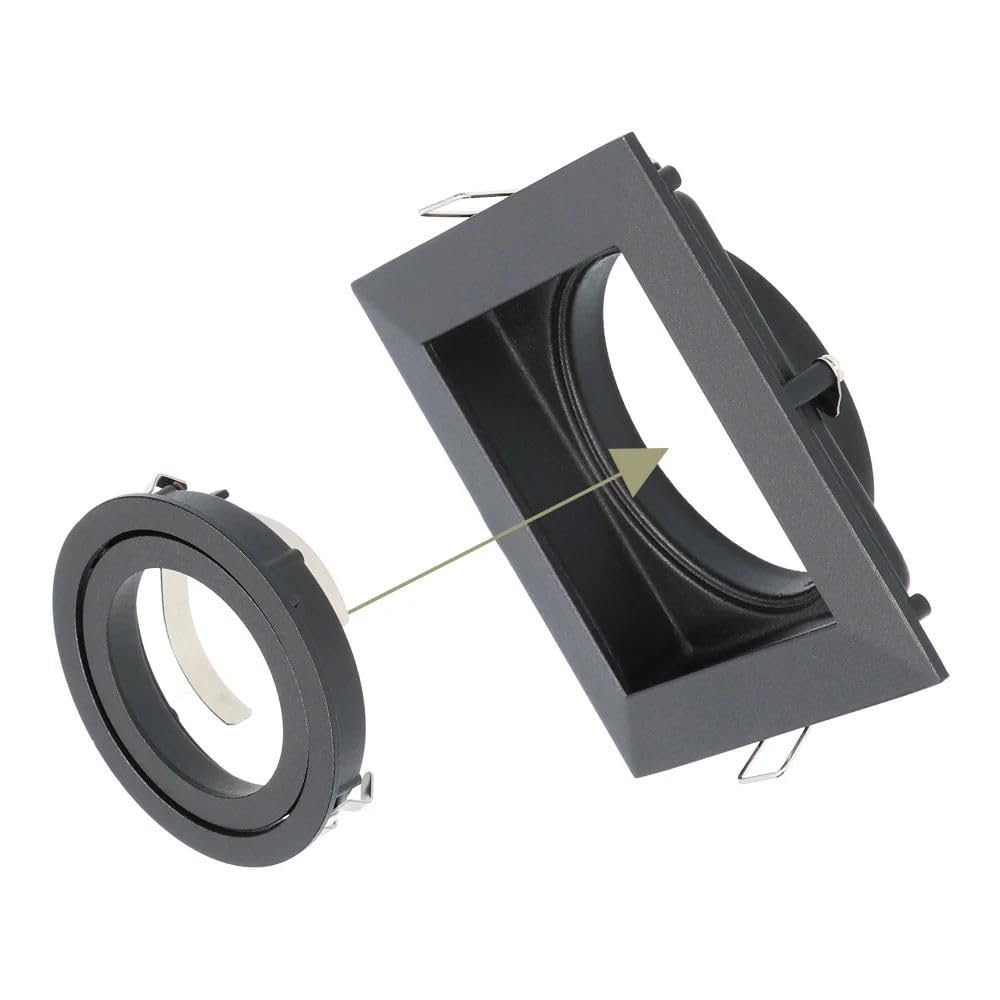 Hoftronic LED Einbaustrahler 6er Set eckig schwarz 2700K GU10