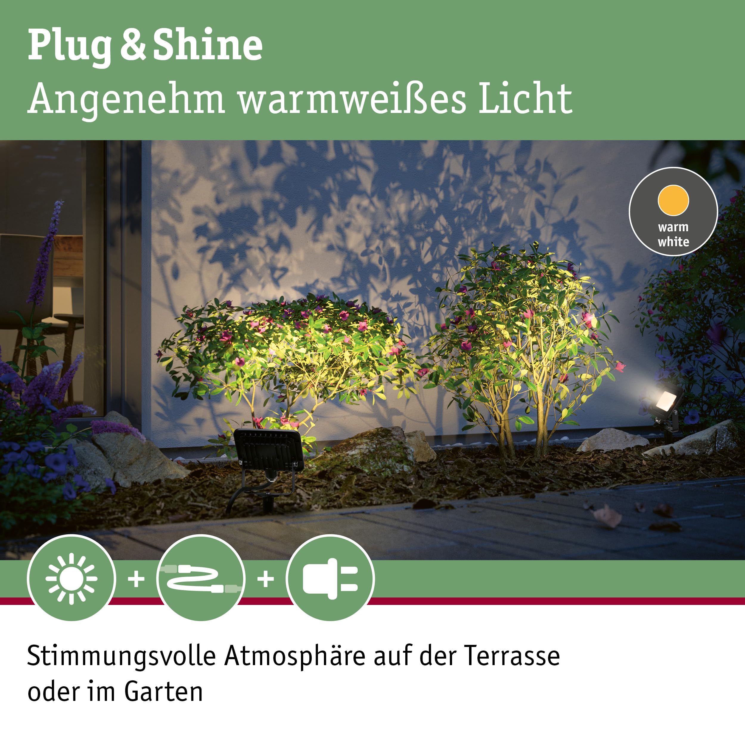 Paulmann 94574 Plug & Shine Gartenstrahler IP65 schwarz