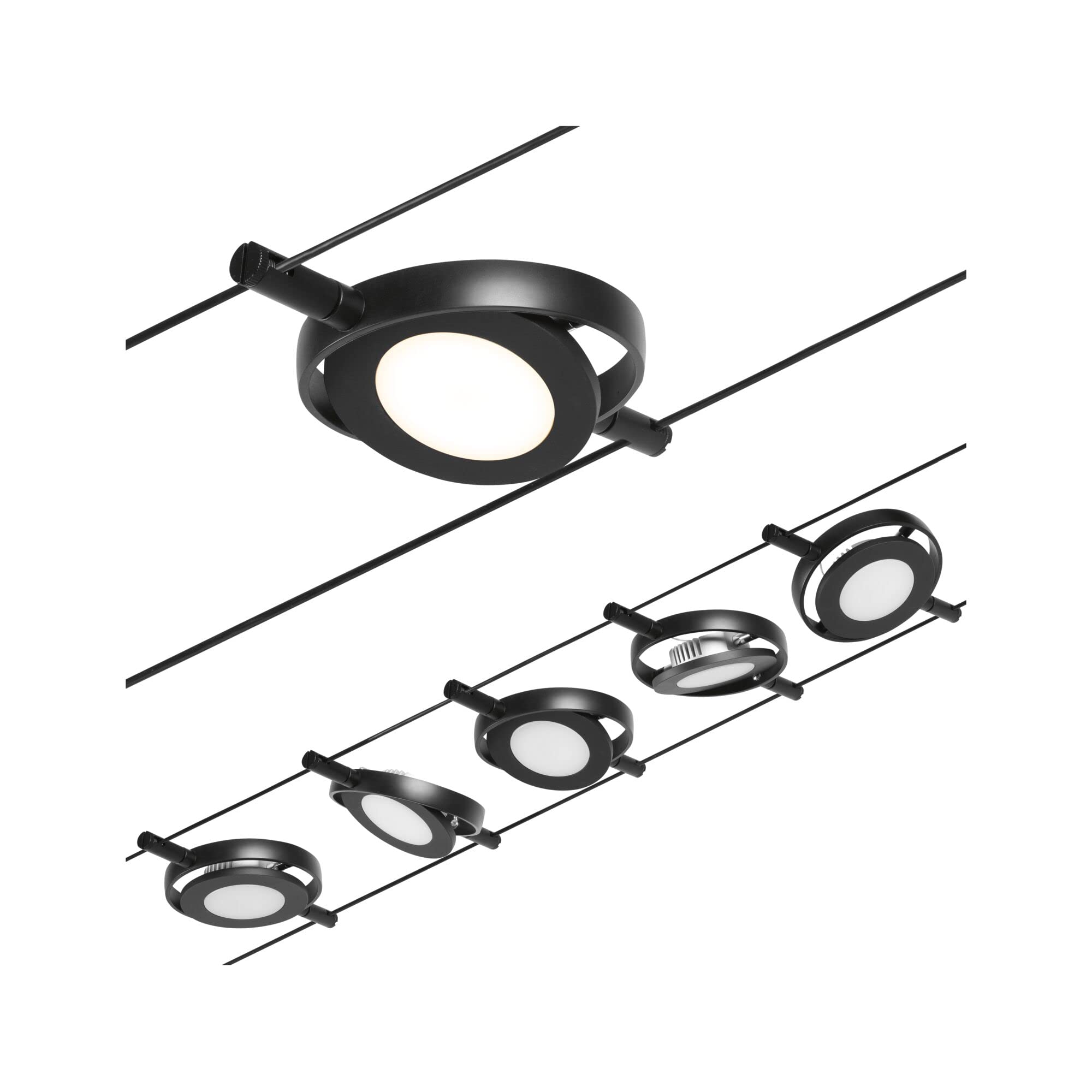 Paulmann Wire Systems RoundMac Seilset 5-flammig Schwarz LED