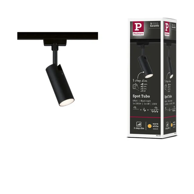 Paulmann URail Tubo 95592 Spot schwarz 3000K 3-Step-Dim