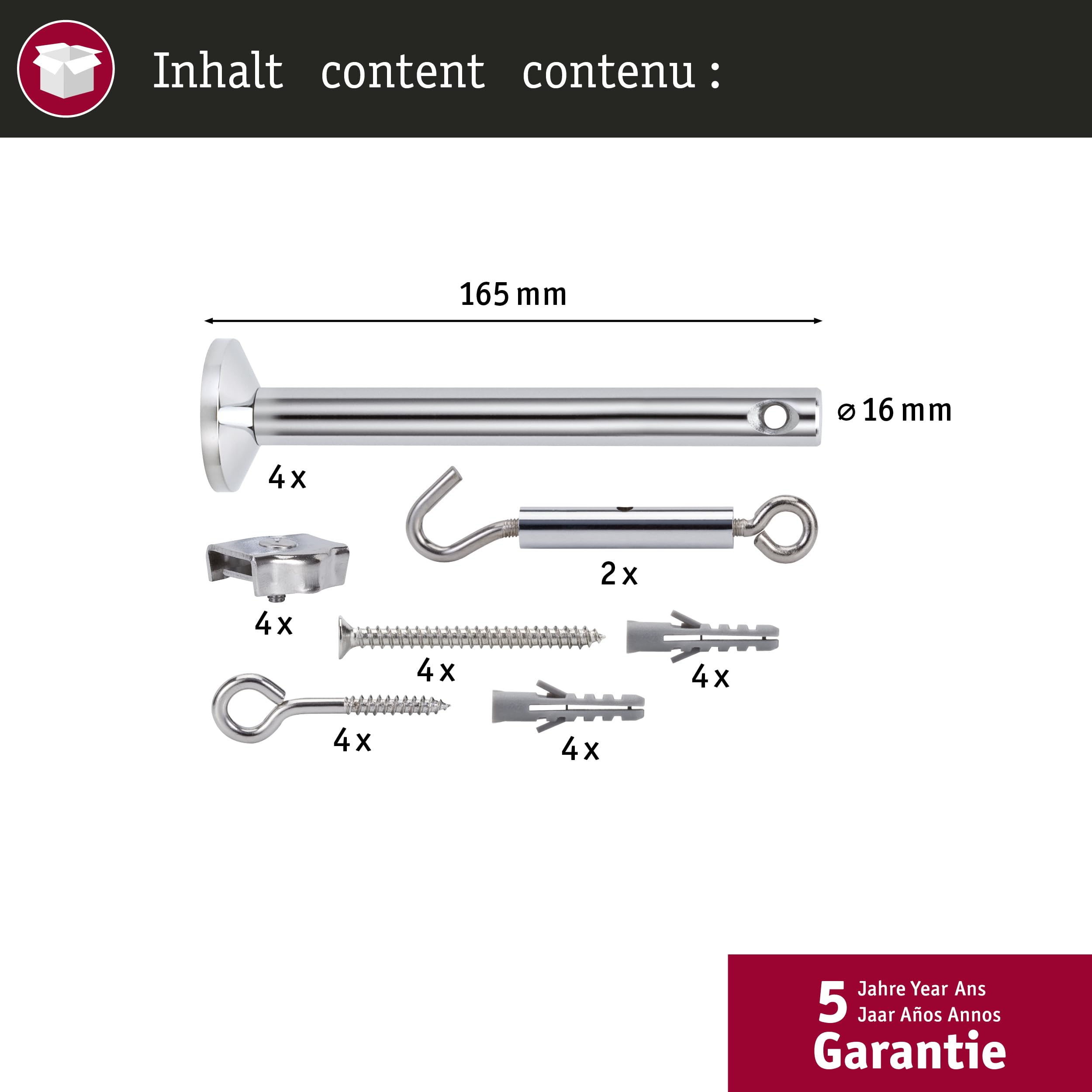 Paulmann Seilsystem 17834 Spann-Montage-Set Chrom 165mm