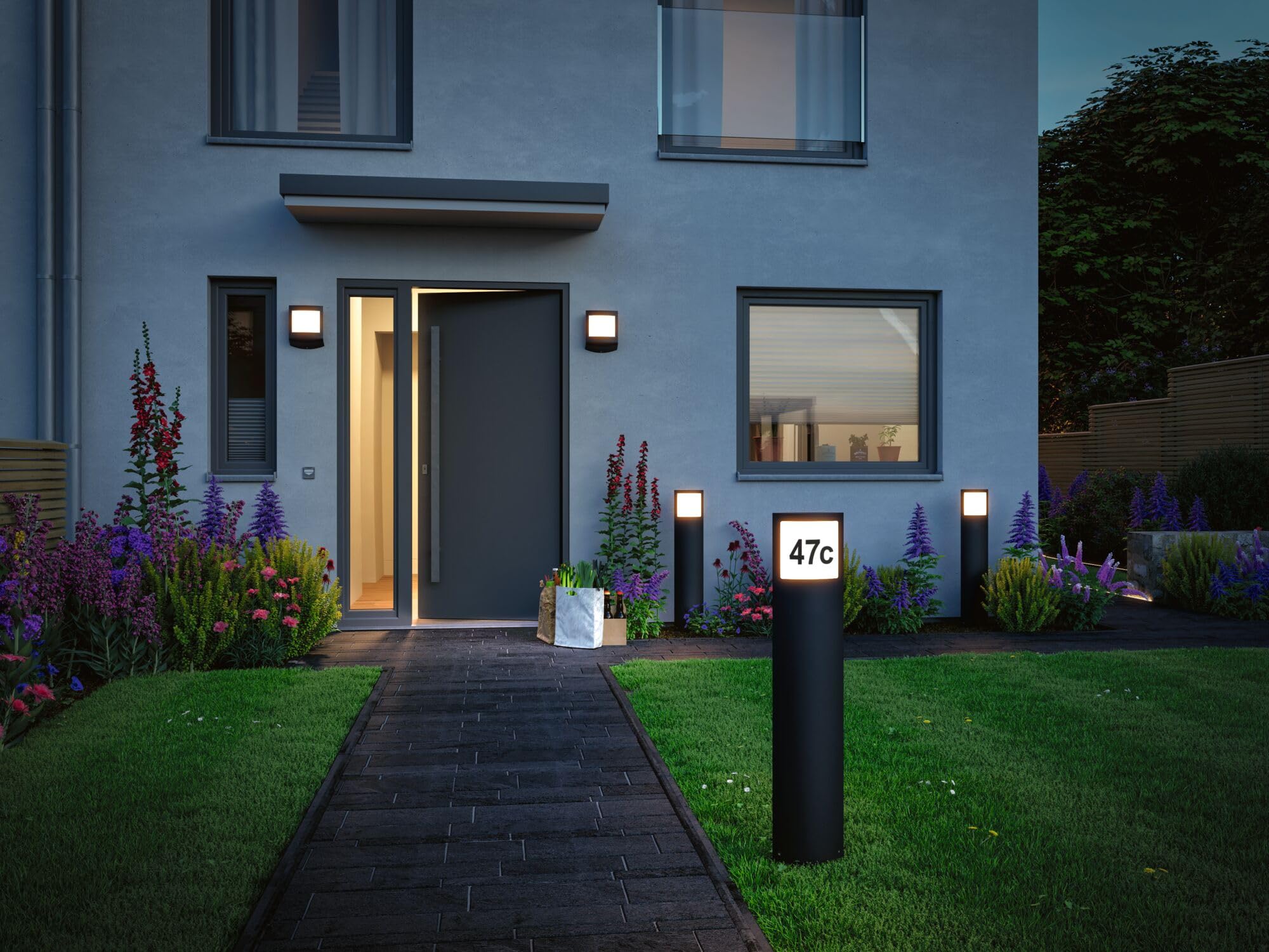 Paulmann Padea Außenwandleuchte anthrazit Sensor 8,5W