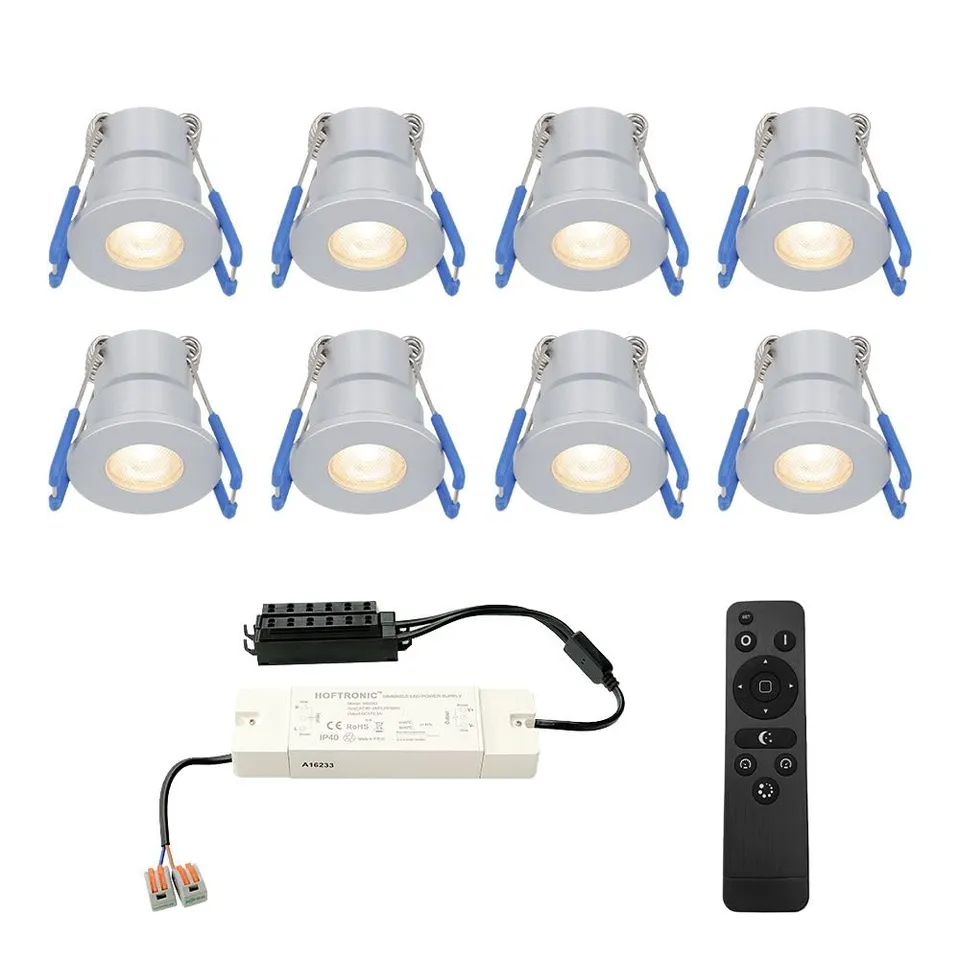 Hoftronic Einbaustrahler IP65 8x3W Set warmweiß dimmbar