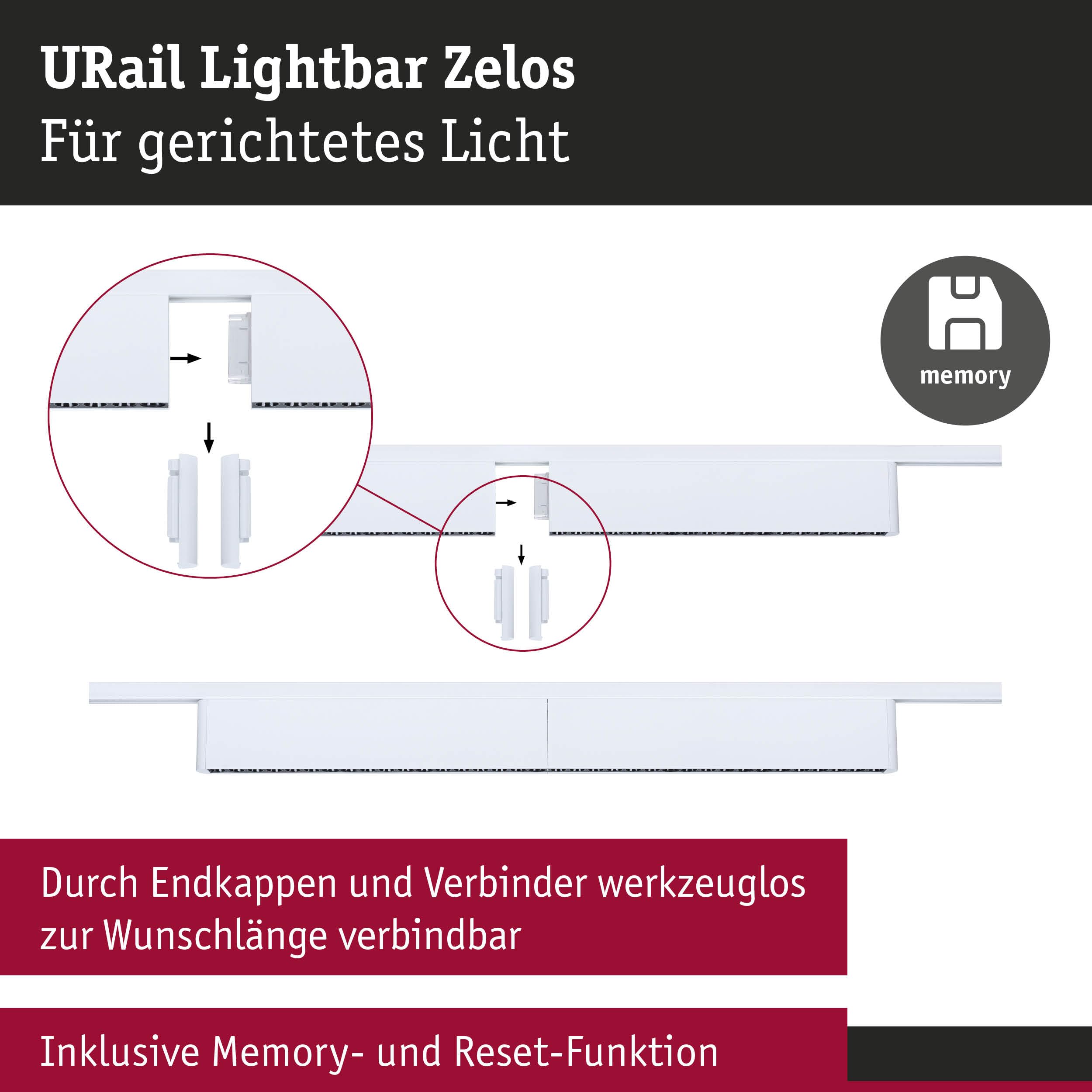 Paulmann URail 95713 Zelos Lightbar Signalweiß 3000K