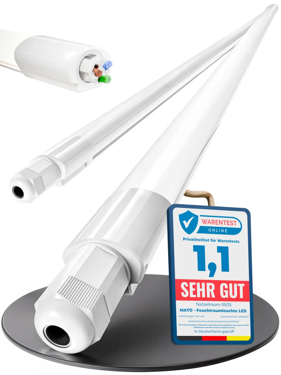 MATO Feuchtraumleuchte LED 120cm 36W 6500K kaltweiß 2 Stück