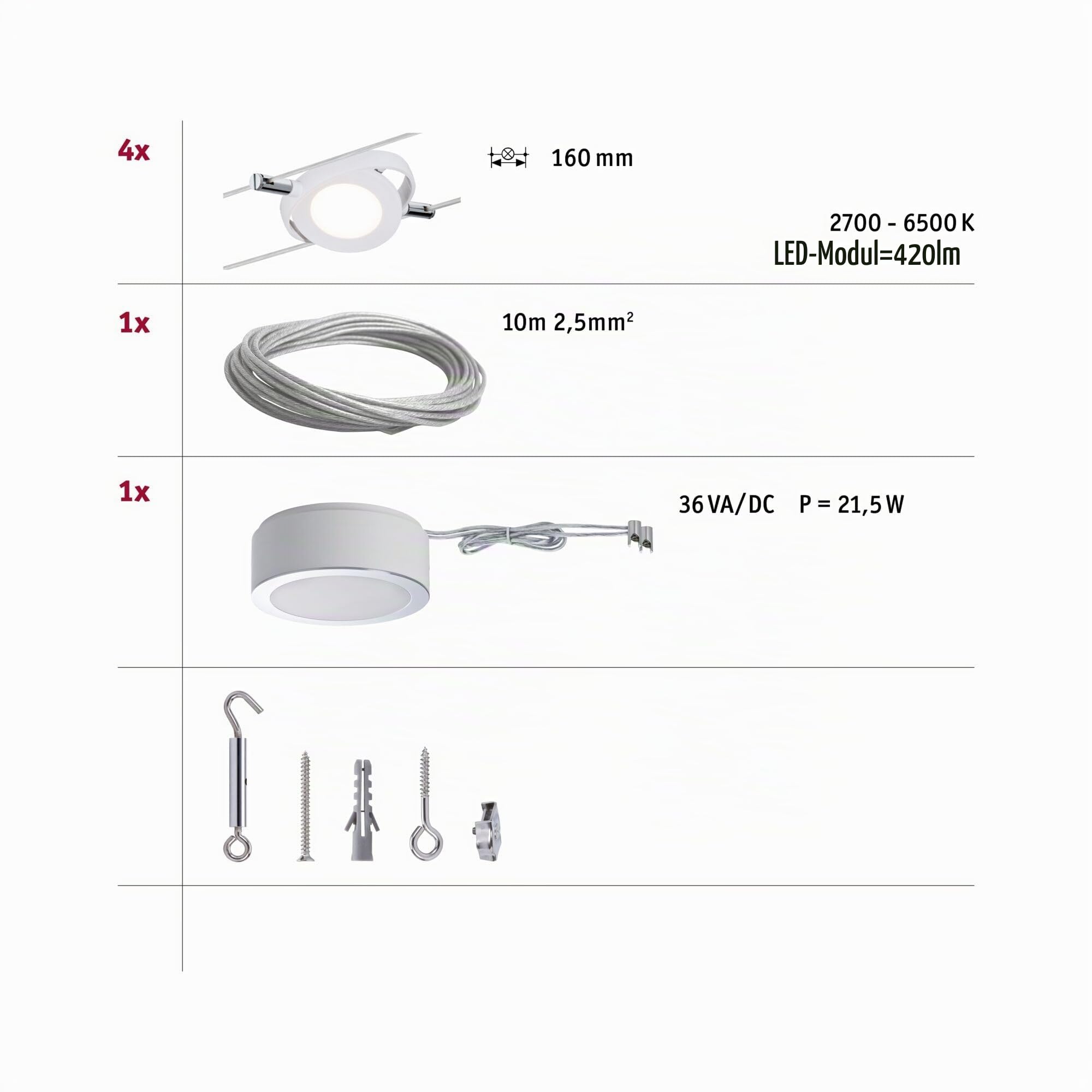 Paulmann RoundMac 50107 LED-Seilsystem weiß Bluetooth