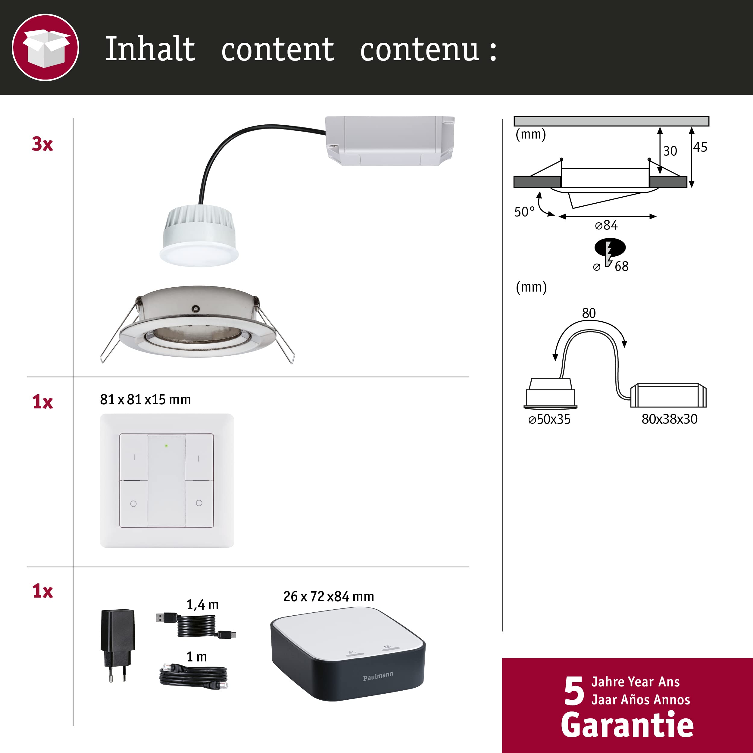 Paulmann Nova Plus Coin Einbaustrahler Basisset White