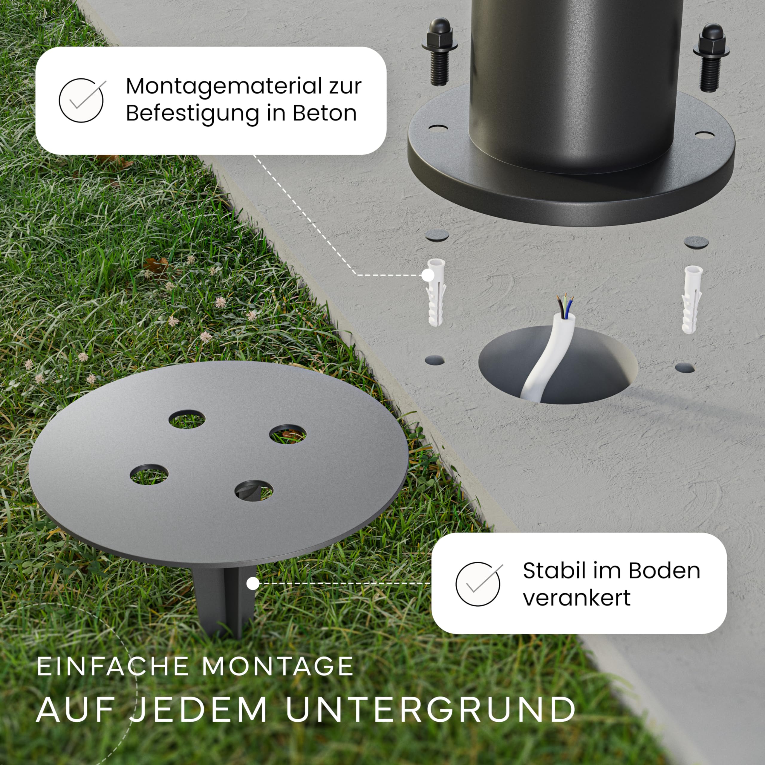 MATO Wegeleuchte Außen 50cm Edelstahl 4er-Set anthrazit