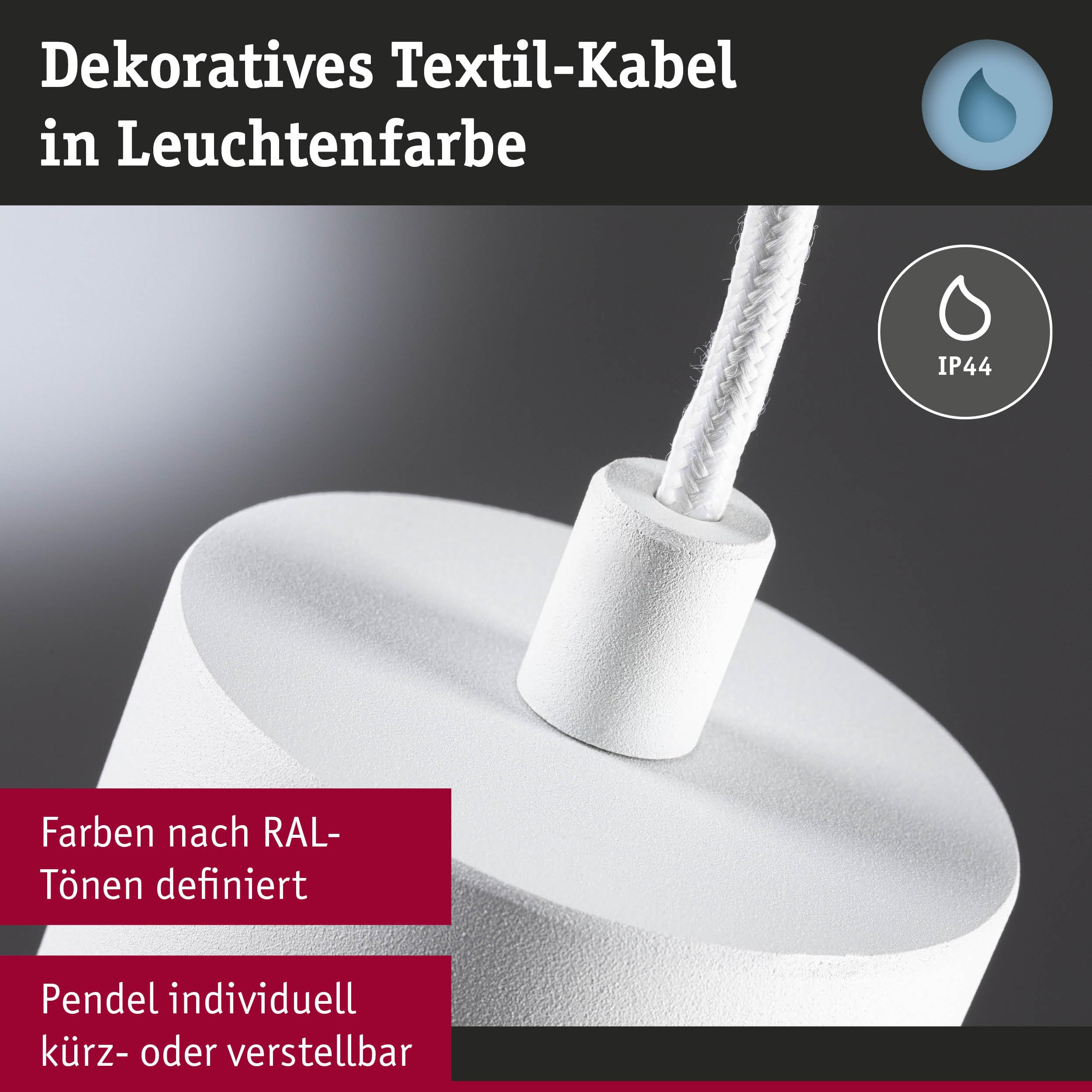 Paulmann Kame 79998 Pendelleuchte IP44 weiß 3000K 9W