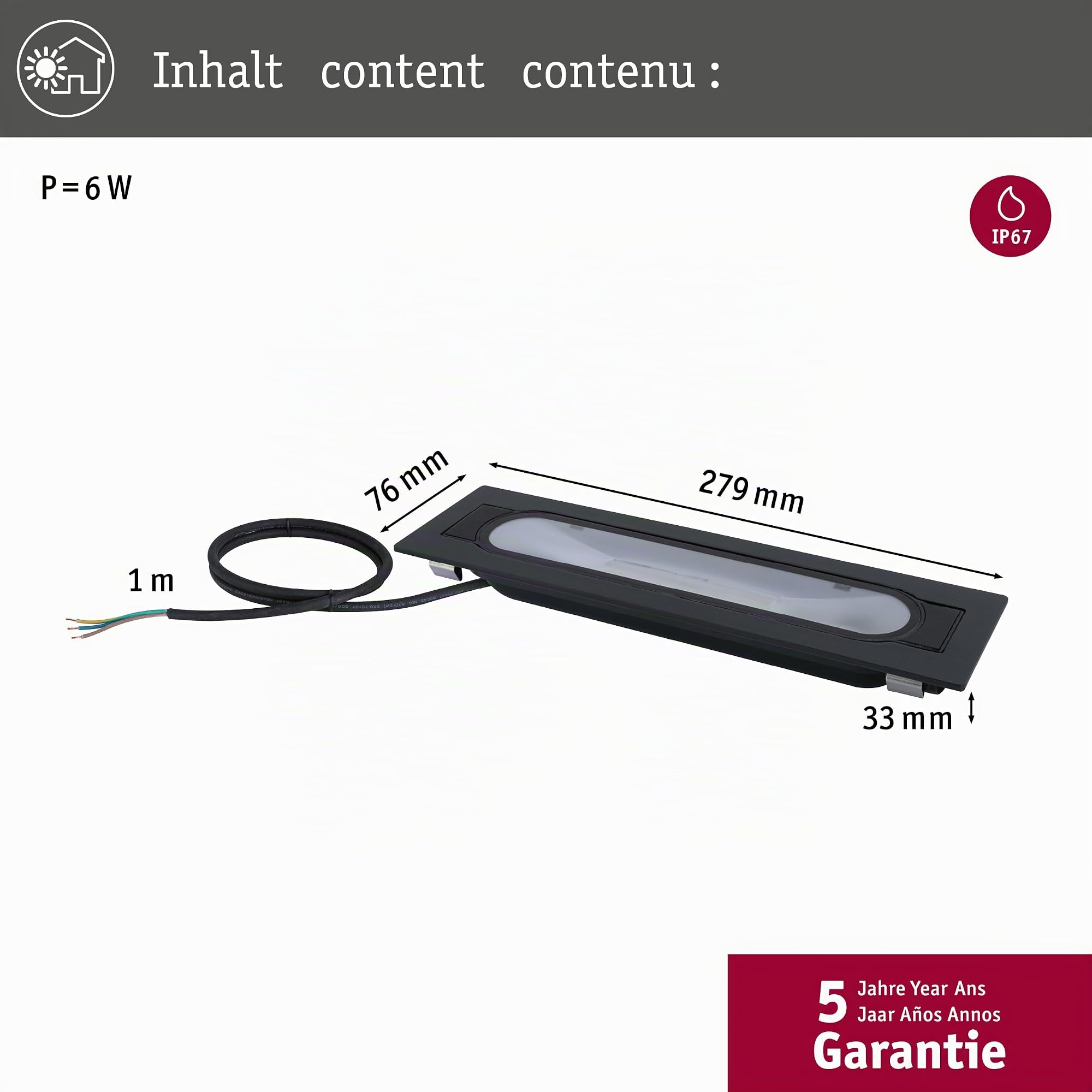 Paulmann Flotas 94671 LED Außenwandfluter IP67 anthrazit