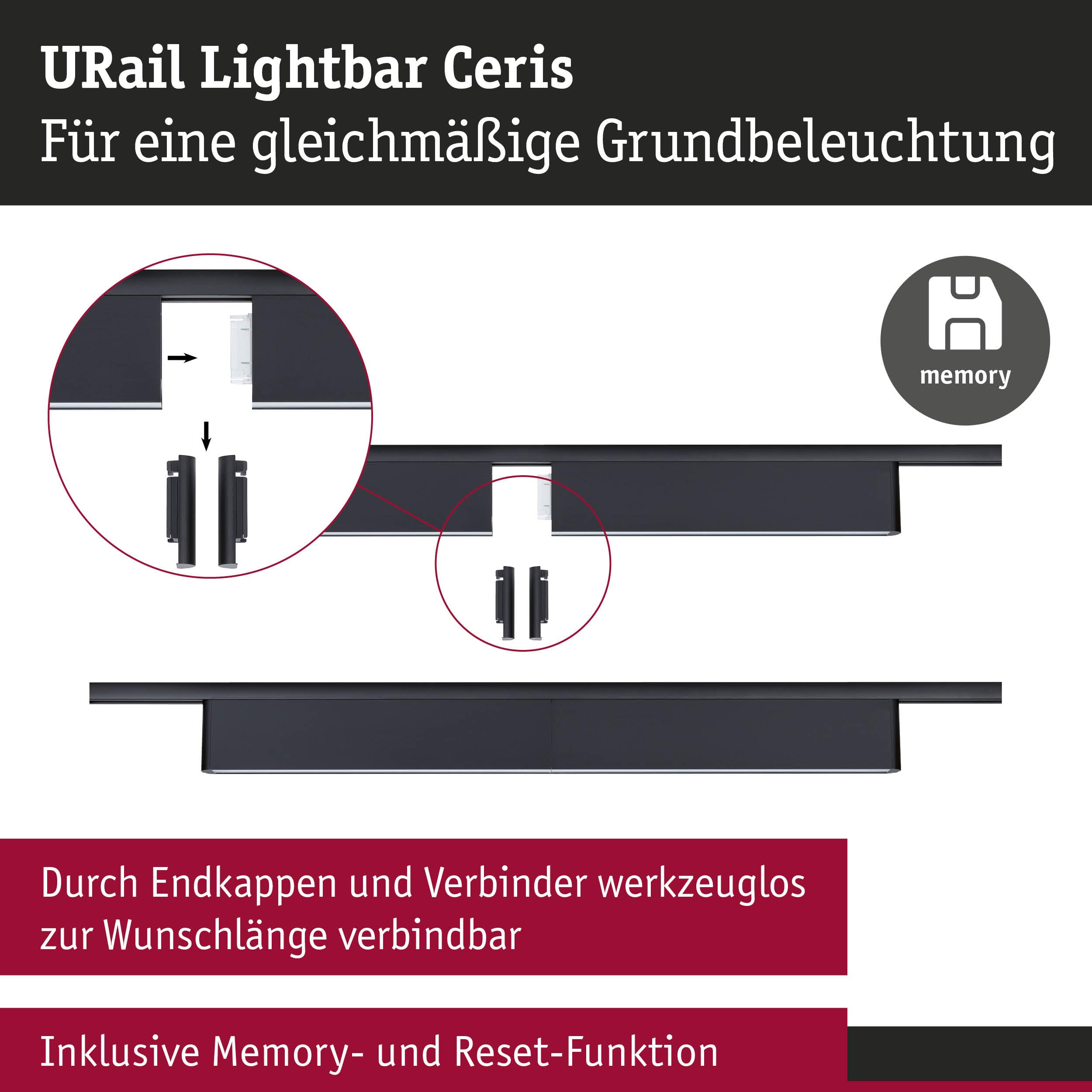 Paulmann URail Ceris Lightbar 4000K schwarz 9,5W