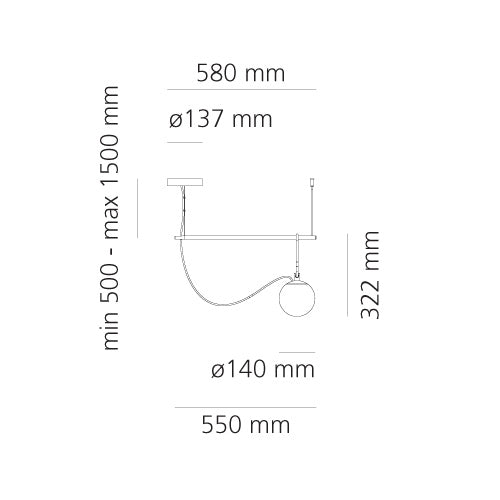 Artemide NH Pendelleuchte S1 14 Messing Glas