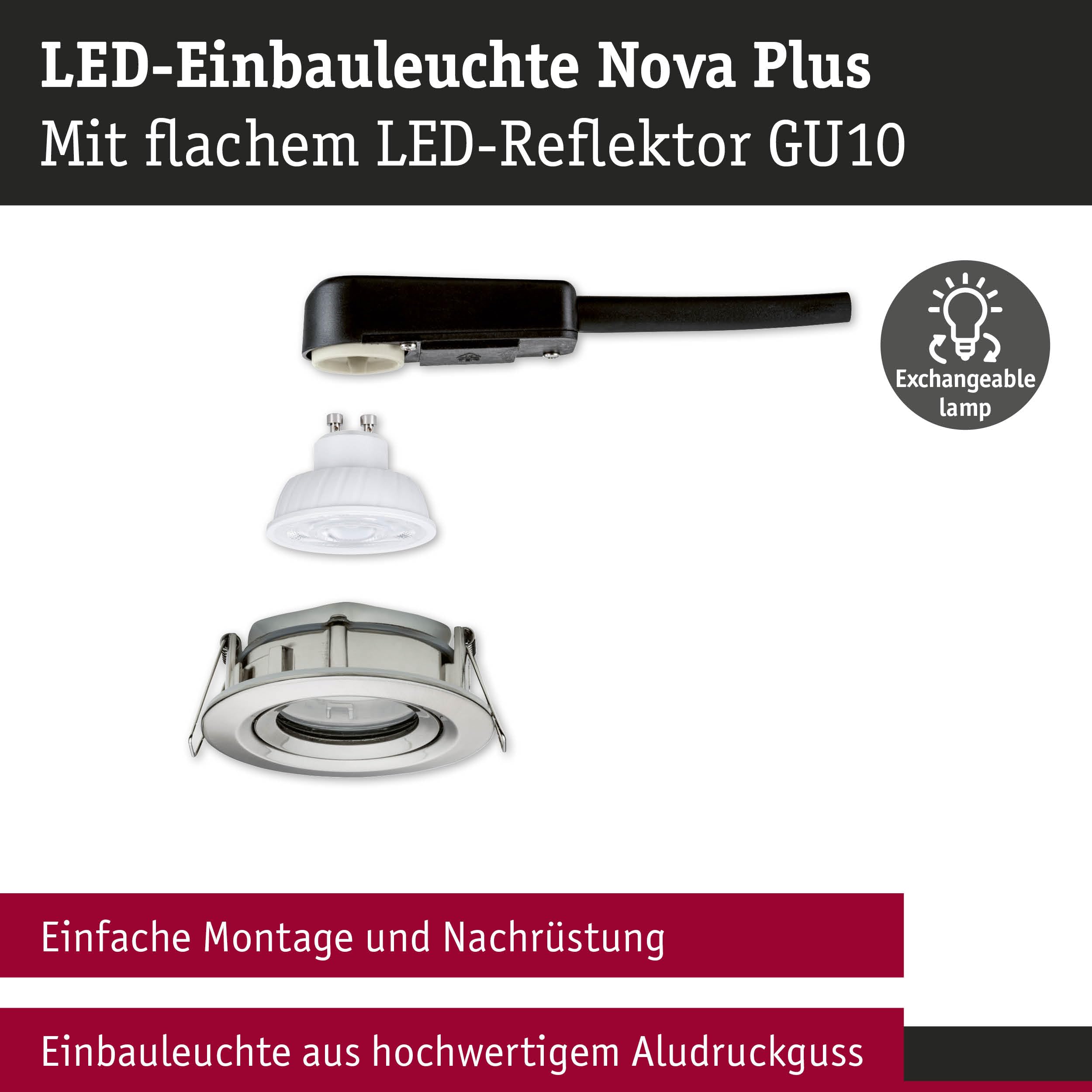 Paulmann Nova Plus GU10 Flat 92421 Einbauleuchte eisen neutralweiß