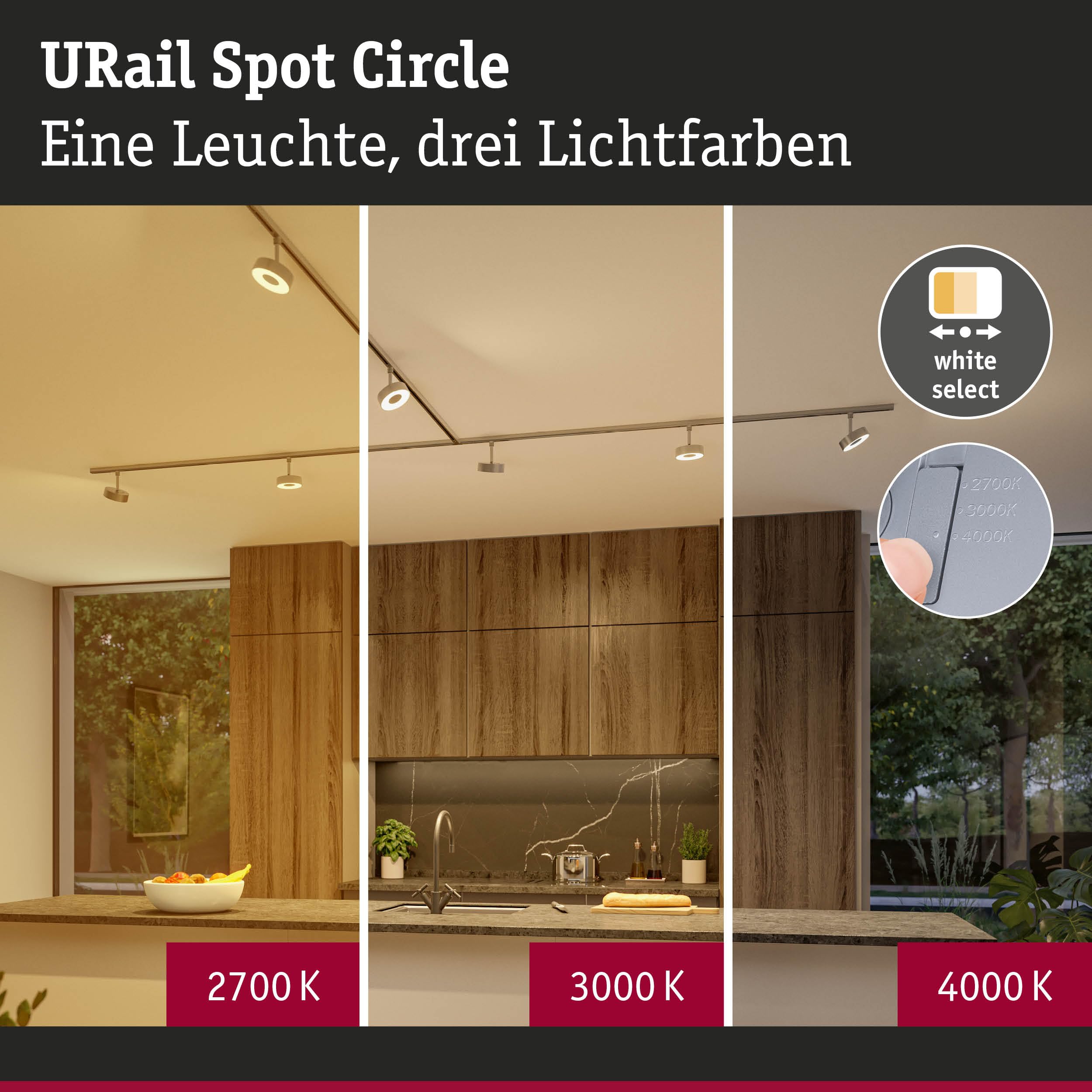 Paulmann URail Circle Schienenspot chrom matt dimmbar