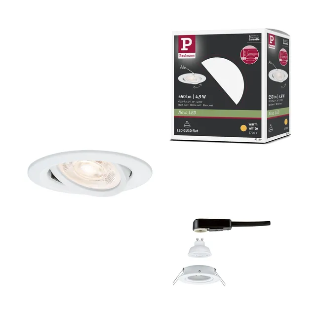 Paulmann Nova 92269 Einbauleuchte weiß schwenkbar 2700K warmweiß