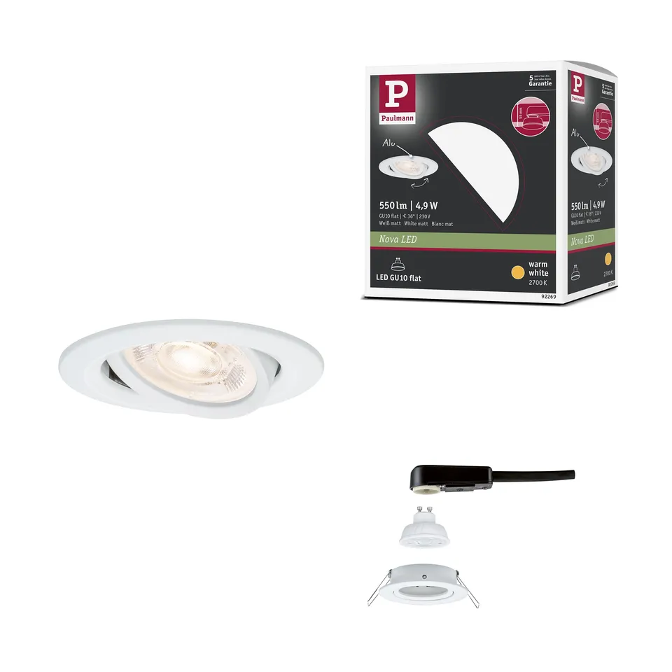Paulmann Nova 92269 Einbauleuchte weiß schwenkbar 2700K warmweiß