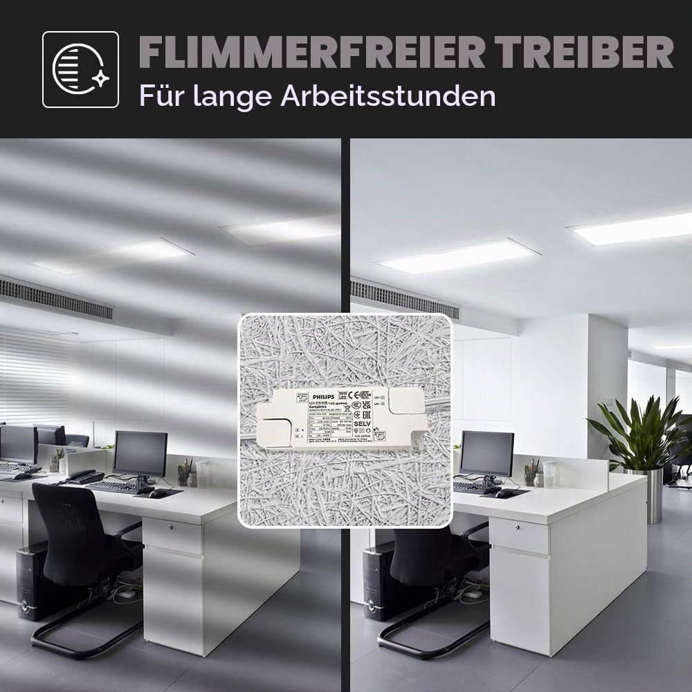 Hoftronic LED-Panel Einbau 120x30cm 36W 3000K warmweiß