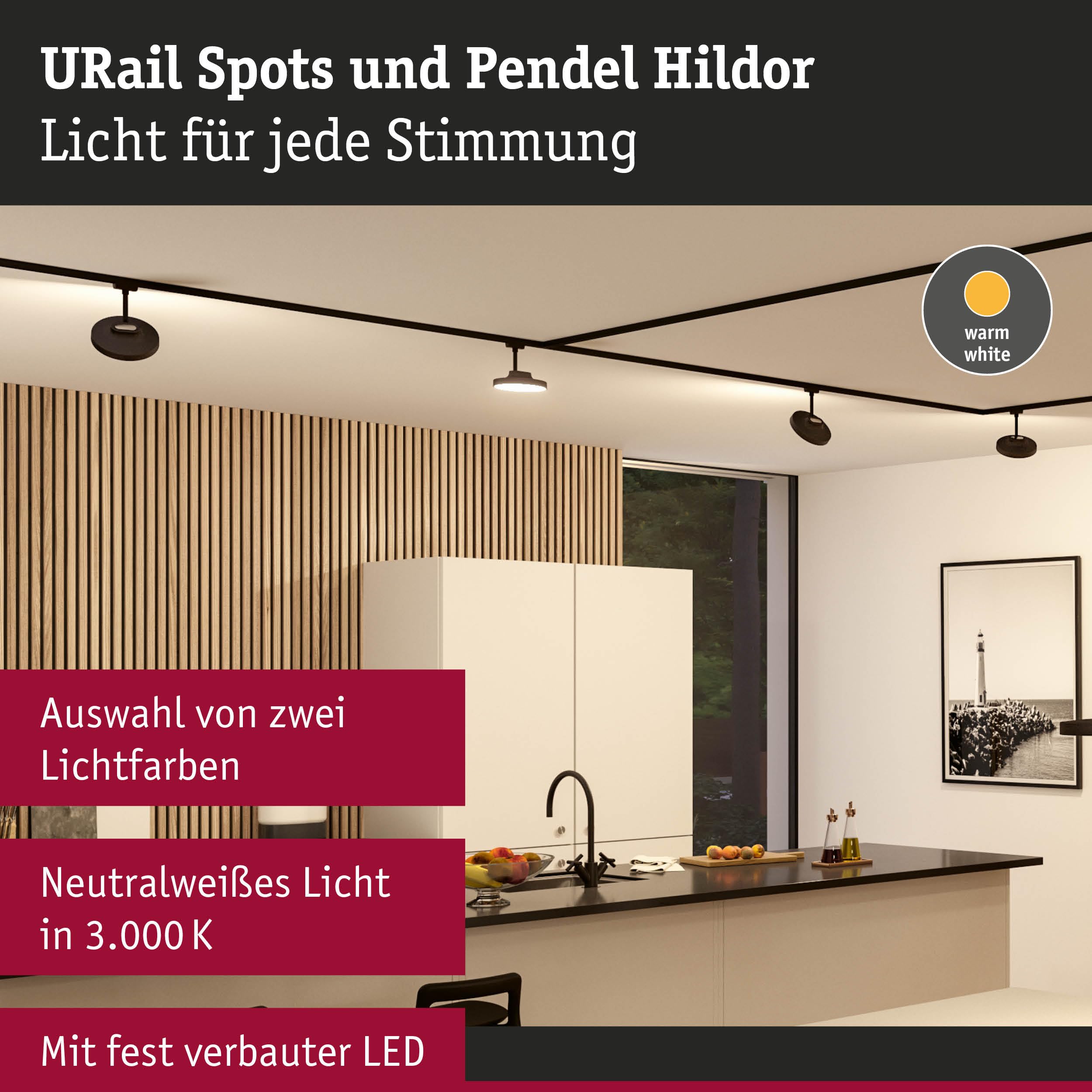 Paulmann URail Hildor 96789 LED-Schienenspot Schwarz 15W 850lm
