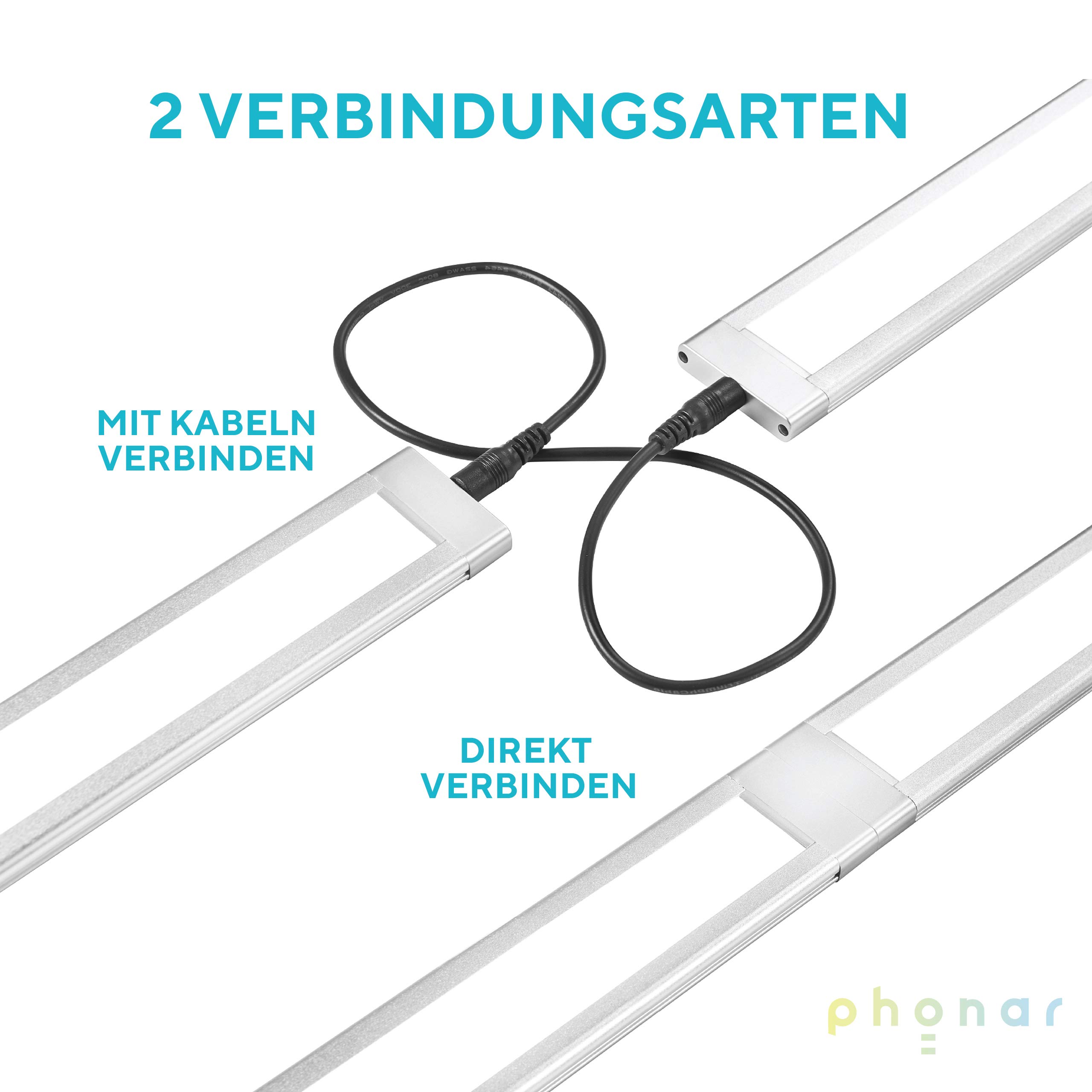 Phonar 61 cm LED Unterbauleuchte 2er Pack 4000K Sensor