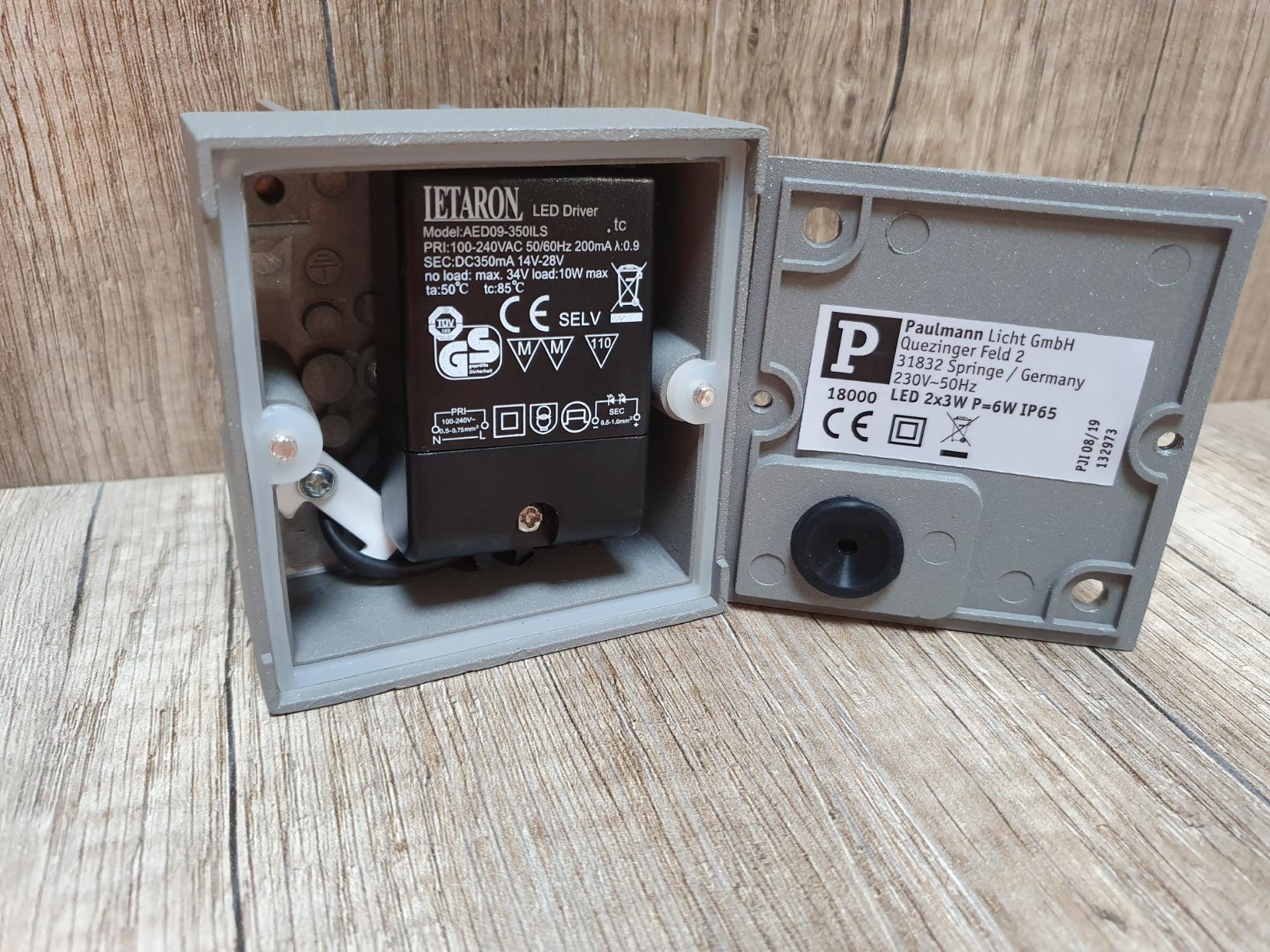 Paulmann Cybo LED-Außenwandleuchte 2x3W grau IP65 2700K